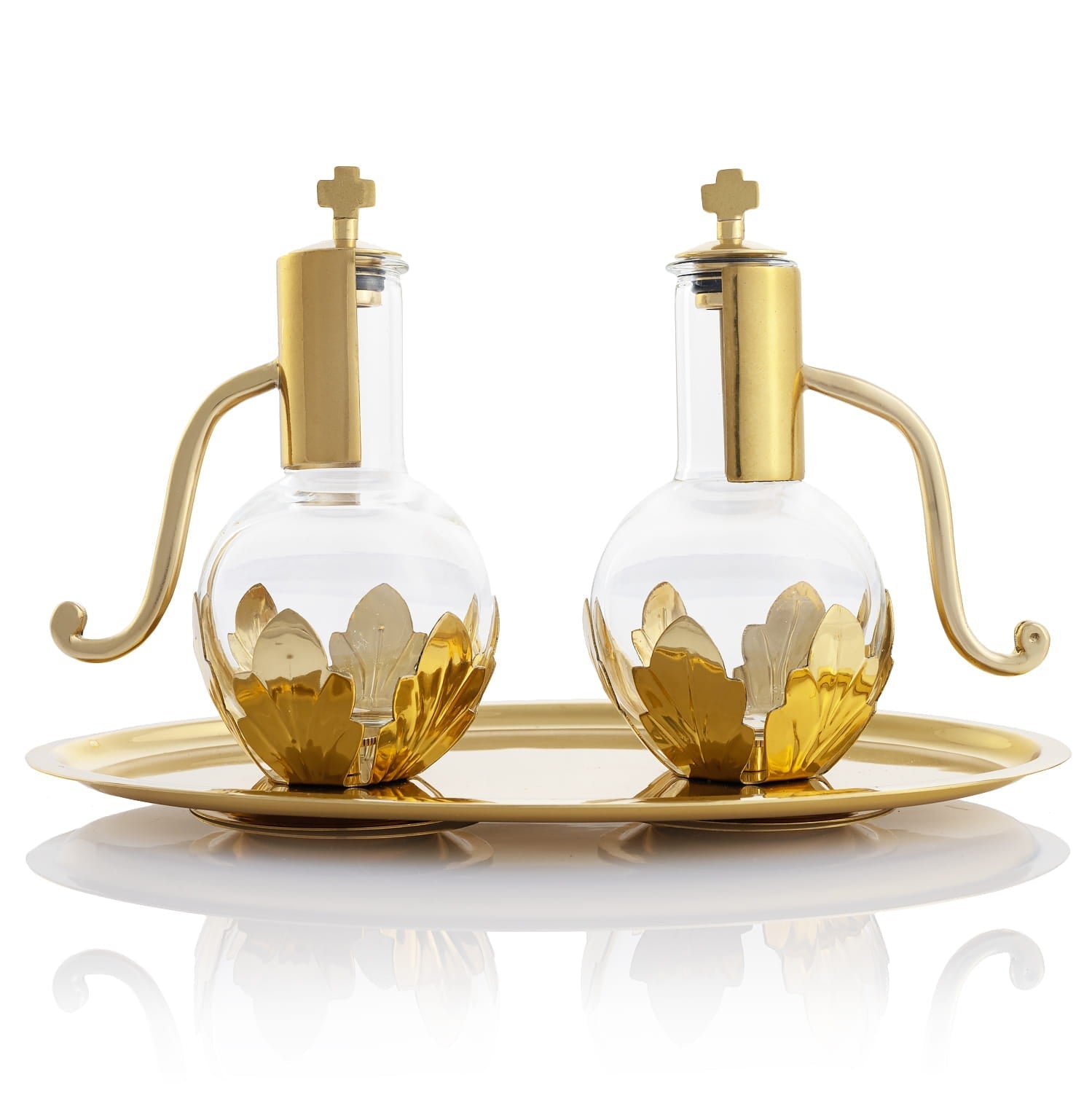 Galhetas para vinho e água com bandeja - chasubles.com.br