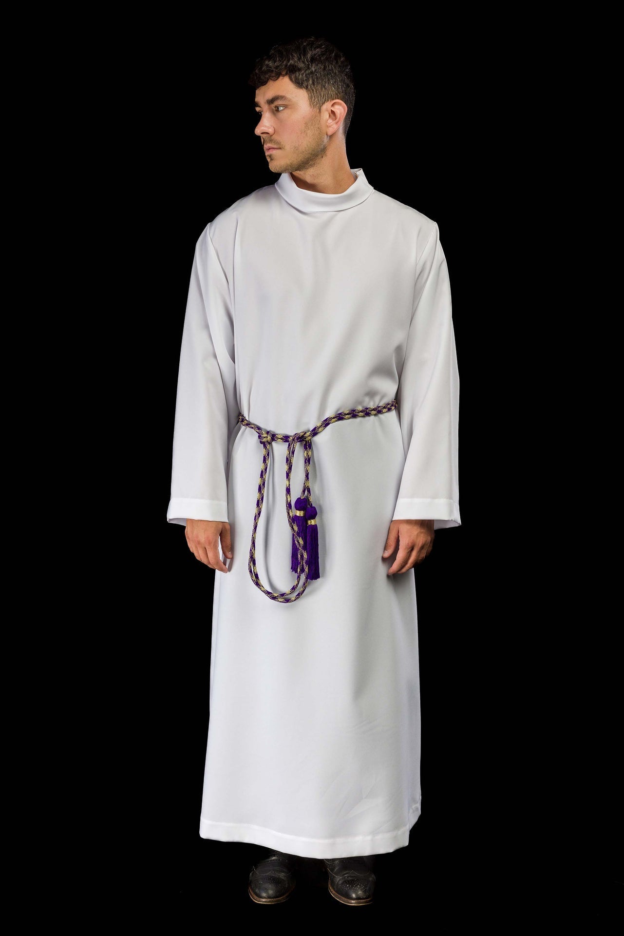Cíngulo litúrgico roxo e dourado - chasubles.com.br