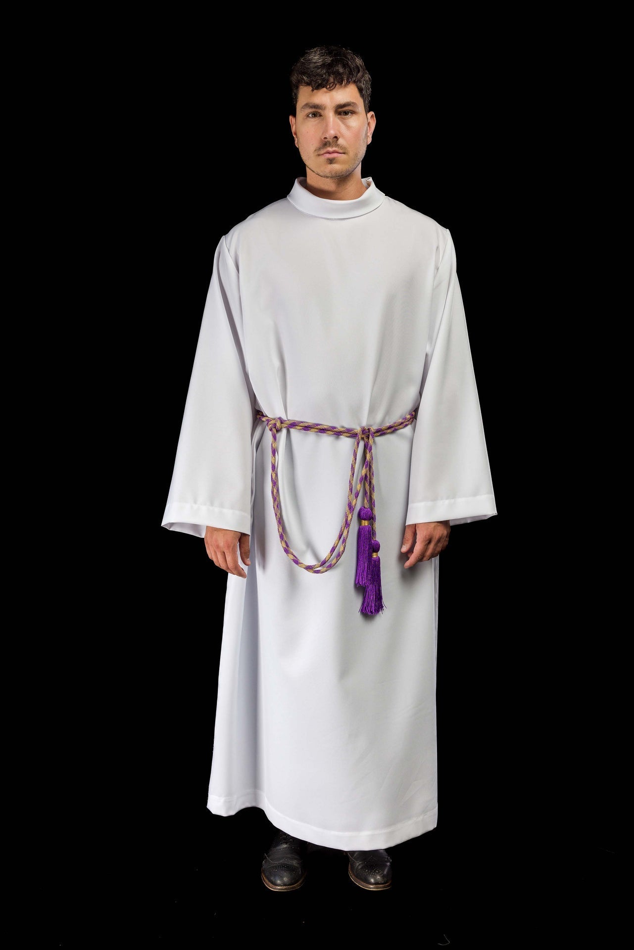 Cíngulo litúrgico roxo e dourado premium - chasubles.com.br