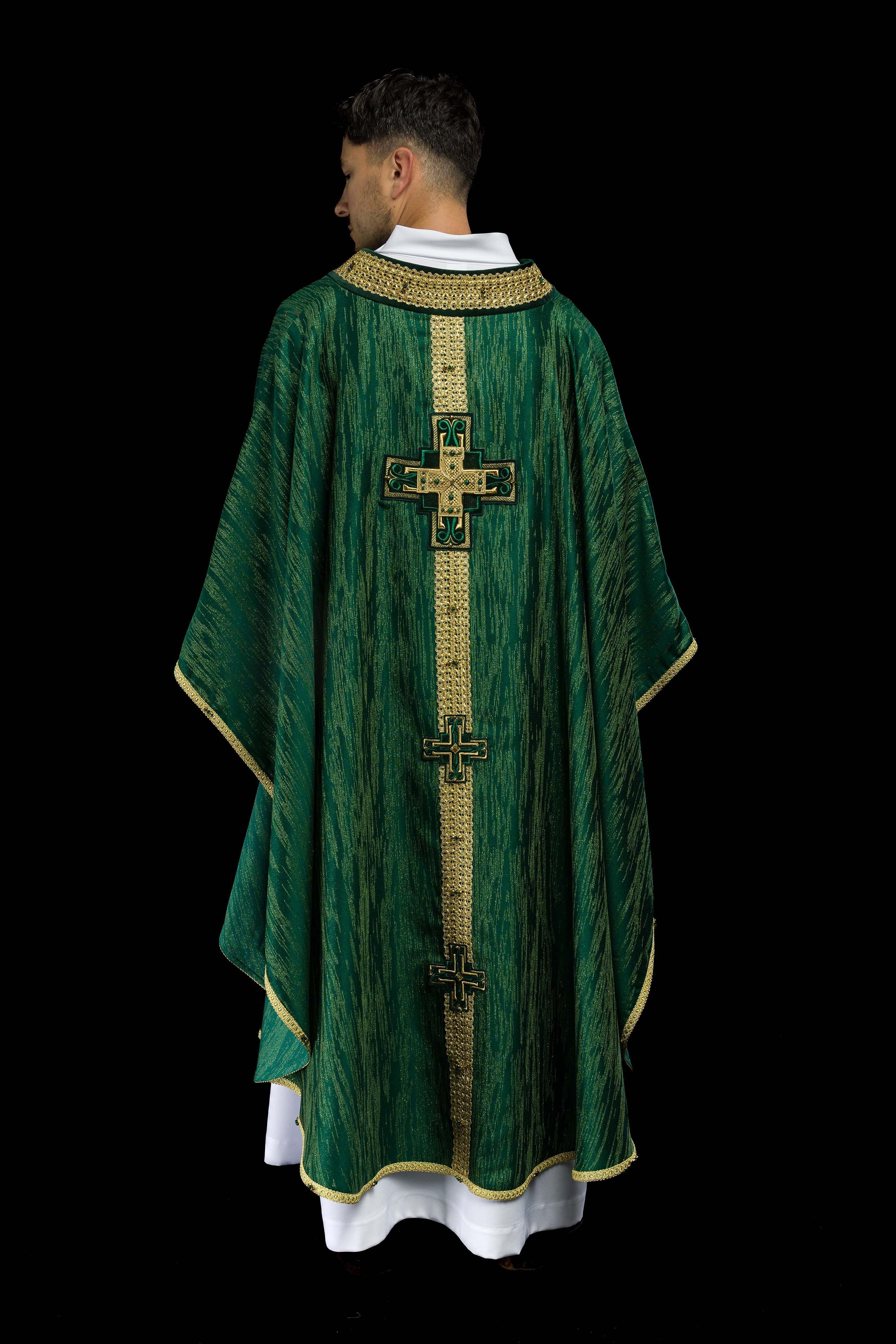 Casula verde Handmade 7015 com pedras naturais
