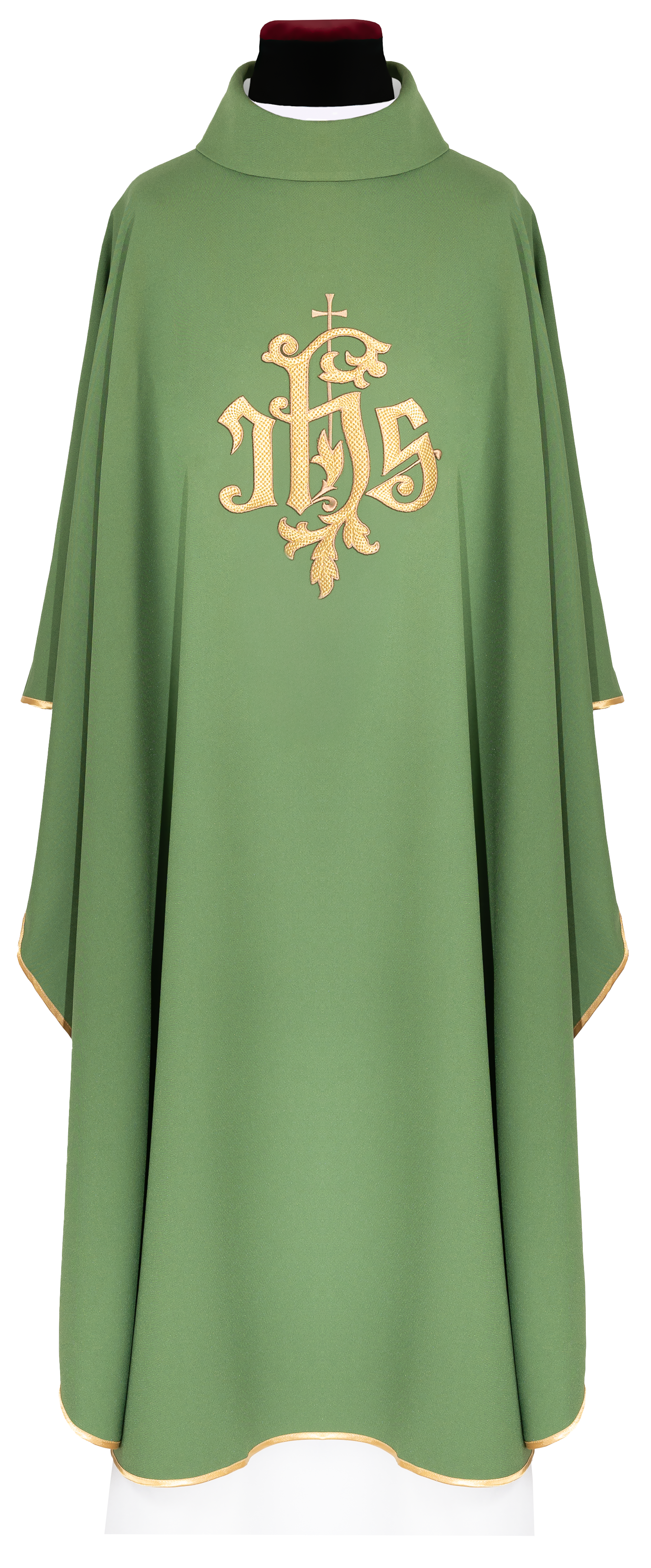 Casula verde com bordado dourado IHS