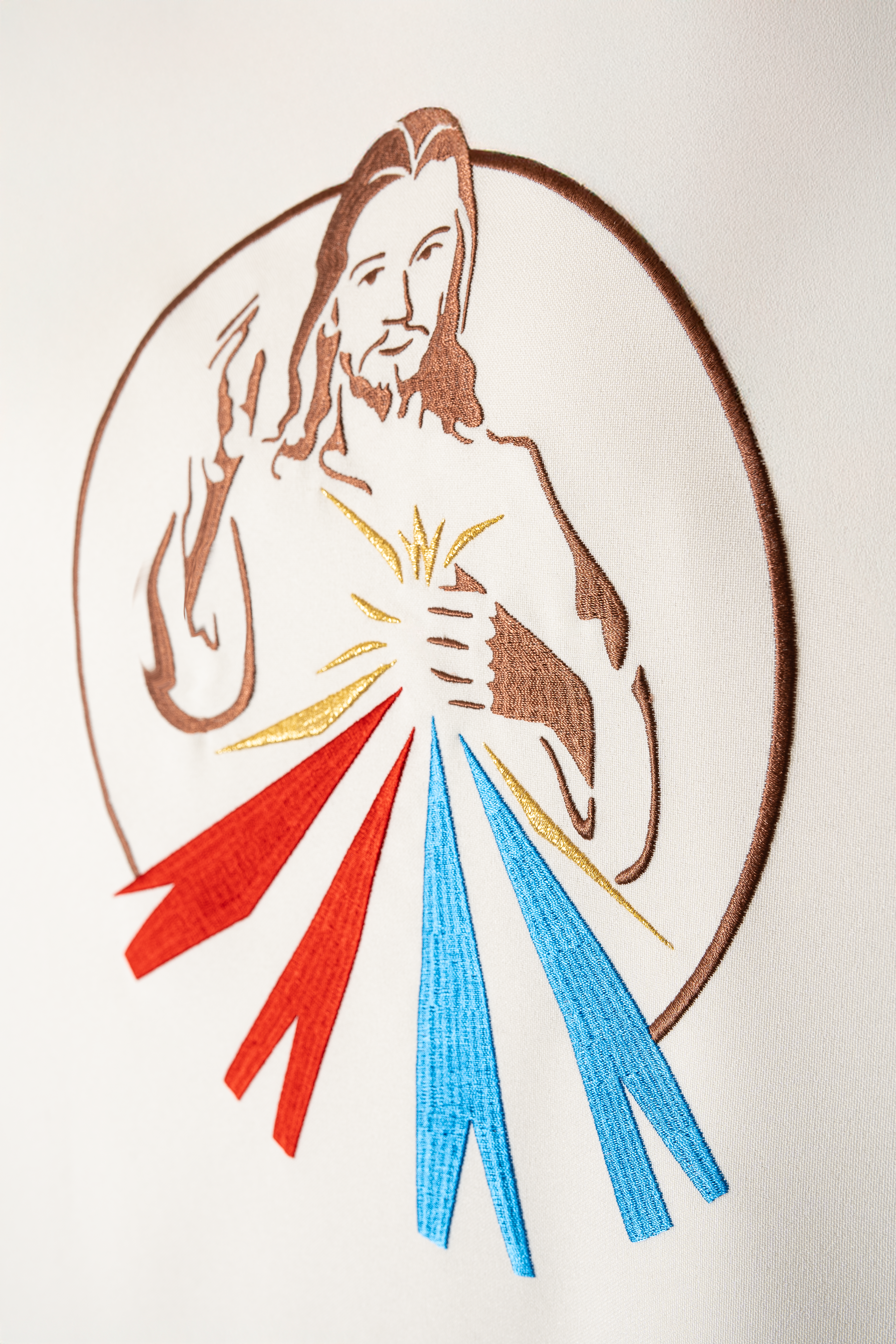 Casula creme com imagem de Jesus Misericordioso