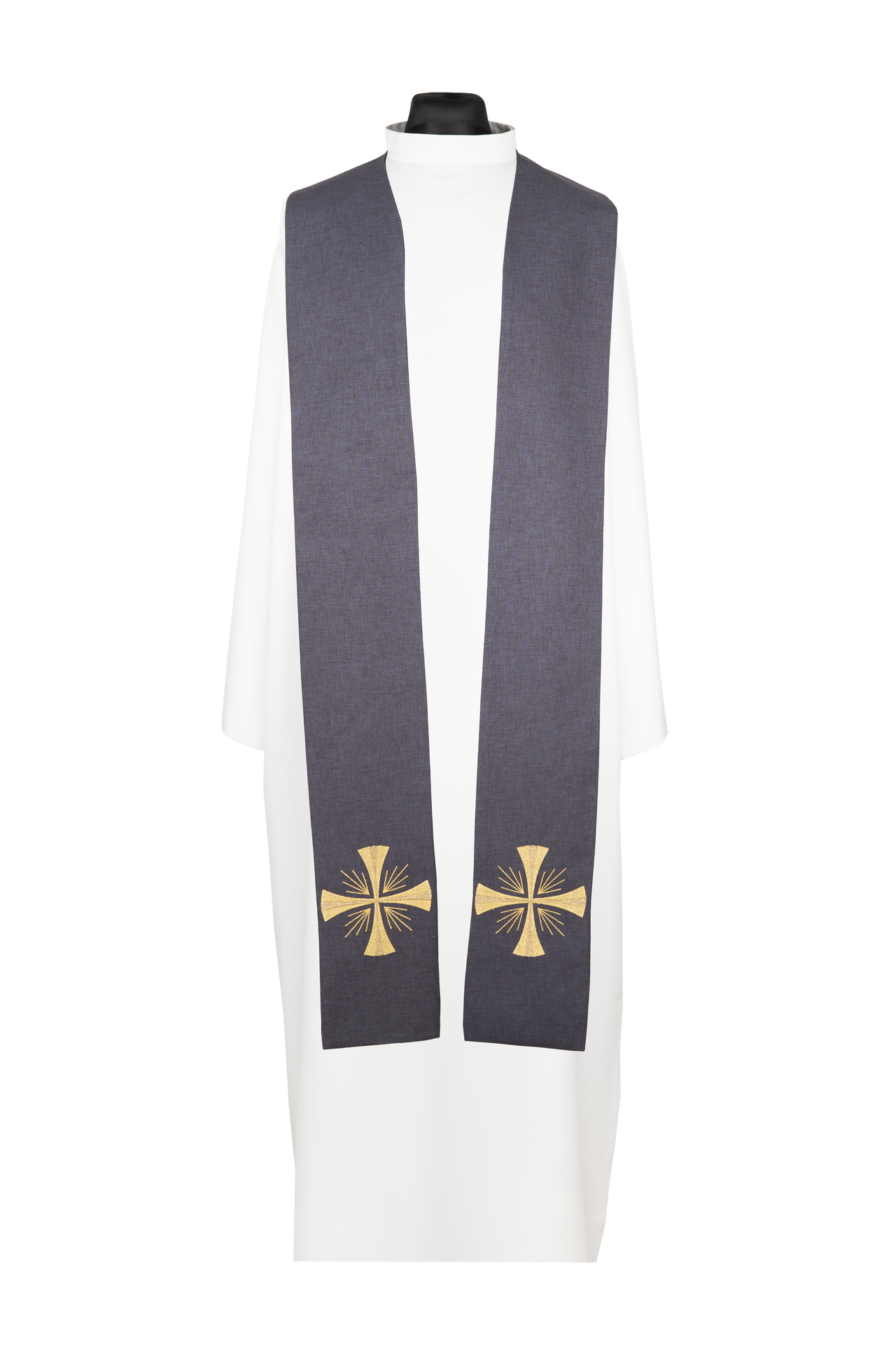 Estola sacerdotal roxa com bordado de cruz