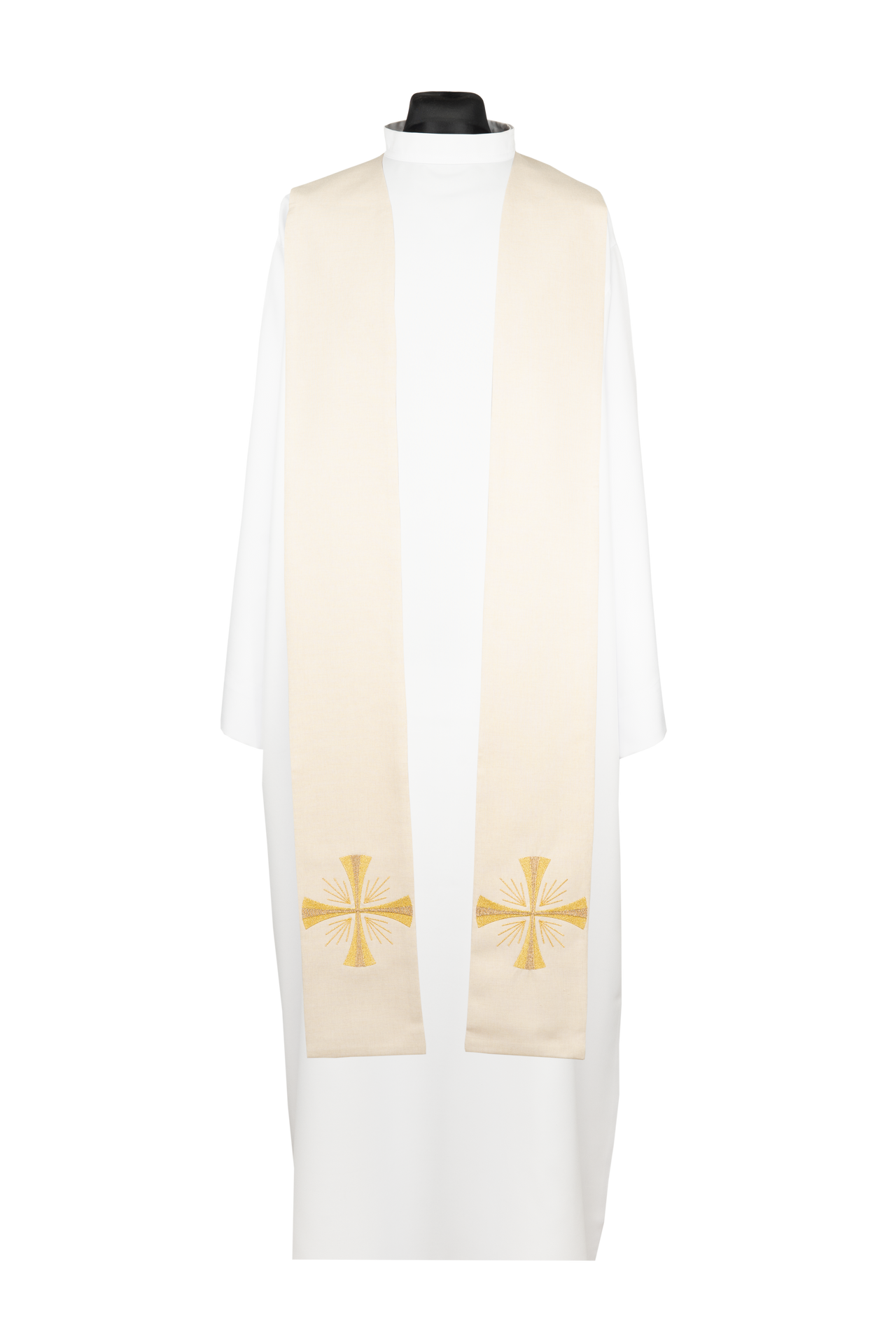 Estola sacerdotal bordada cruz creme