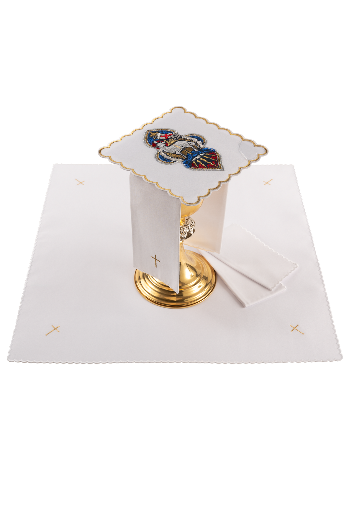 Conjunto de alfaias litúrgicas bordado para a Páscoa com Cordeiro de Deus