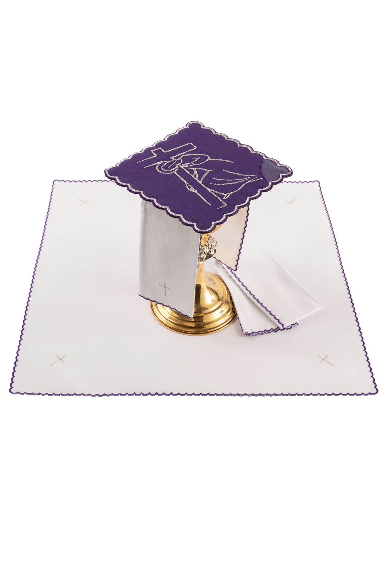 Conjunto de alfaias litúrgicas bordado Via Sacra