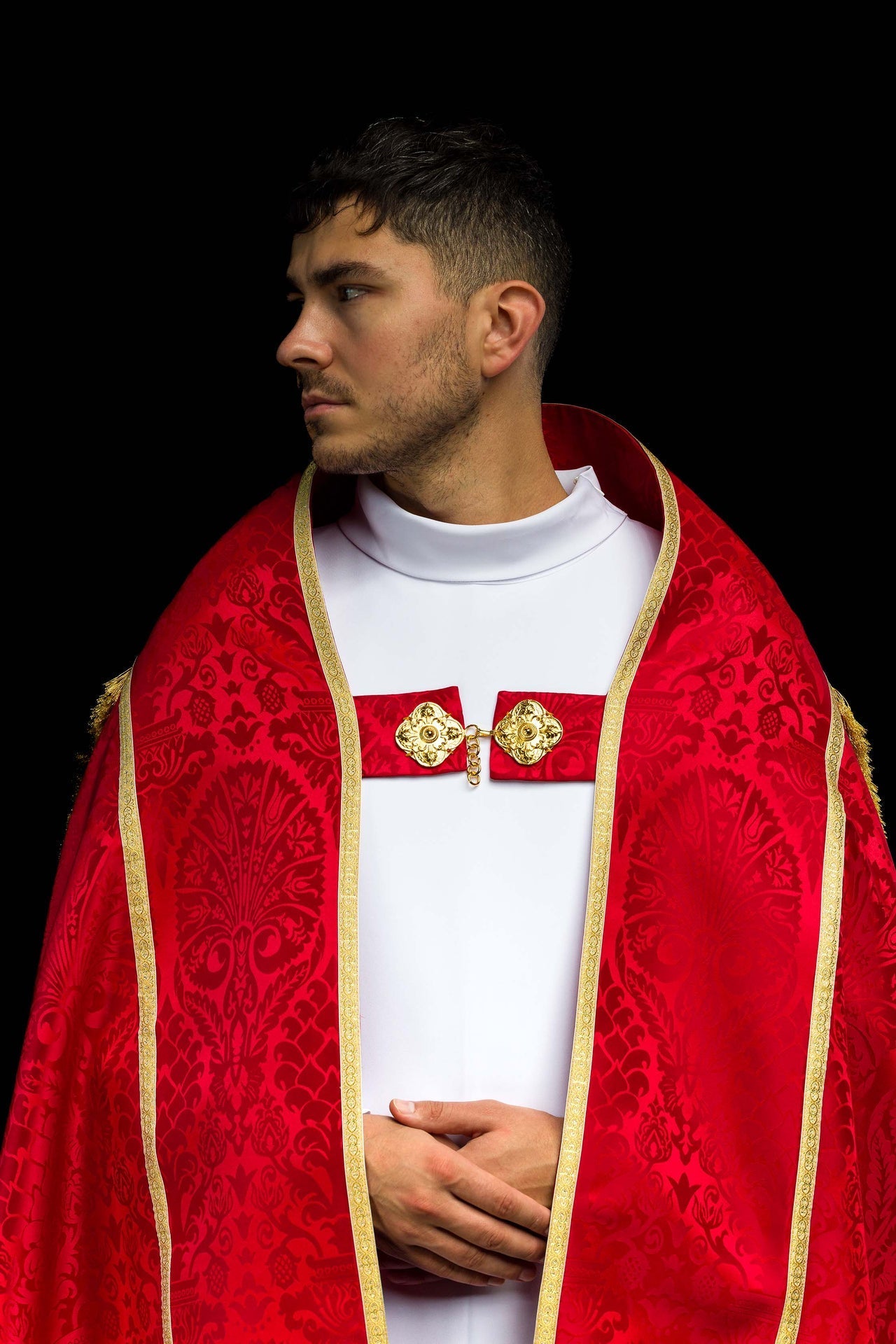 Capa de asperges romana de jacquard lisa vermelha