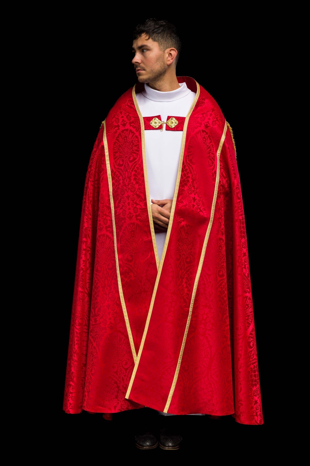Capa de asperges romana de jacquard lisa vermelha
