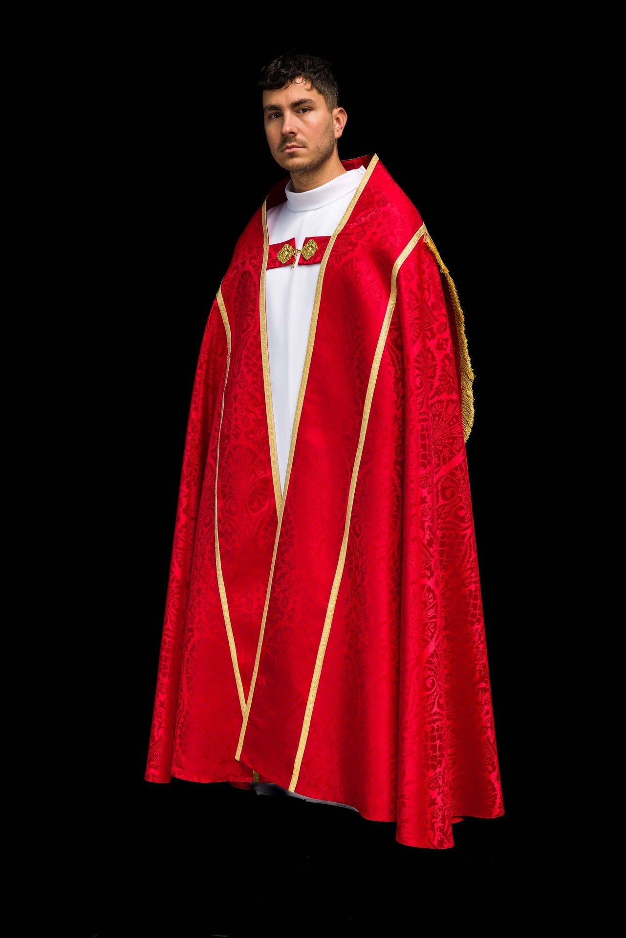 Capa de asperges romana de jacquard lisa vermelha