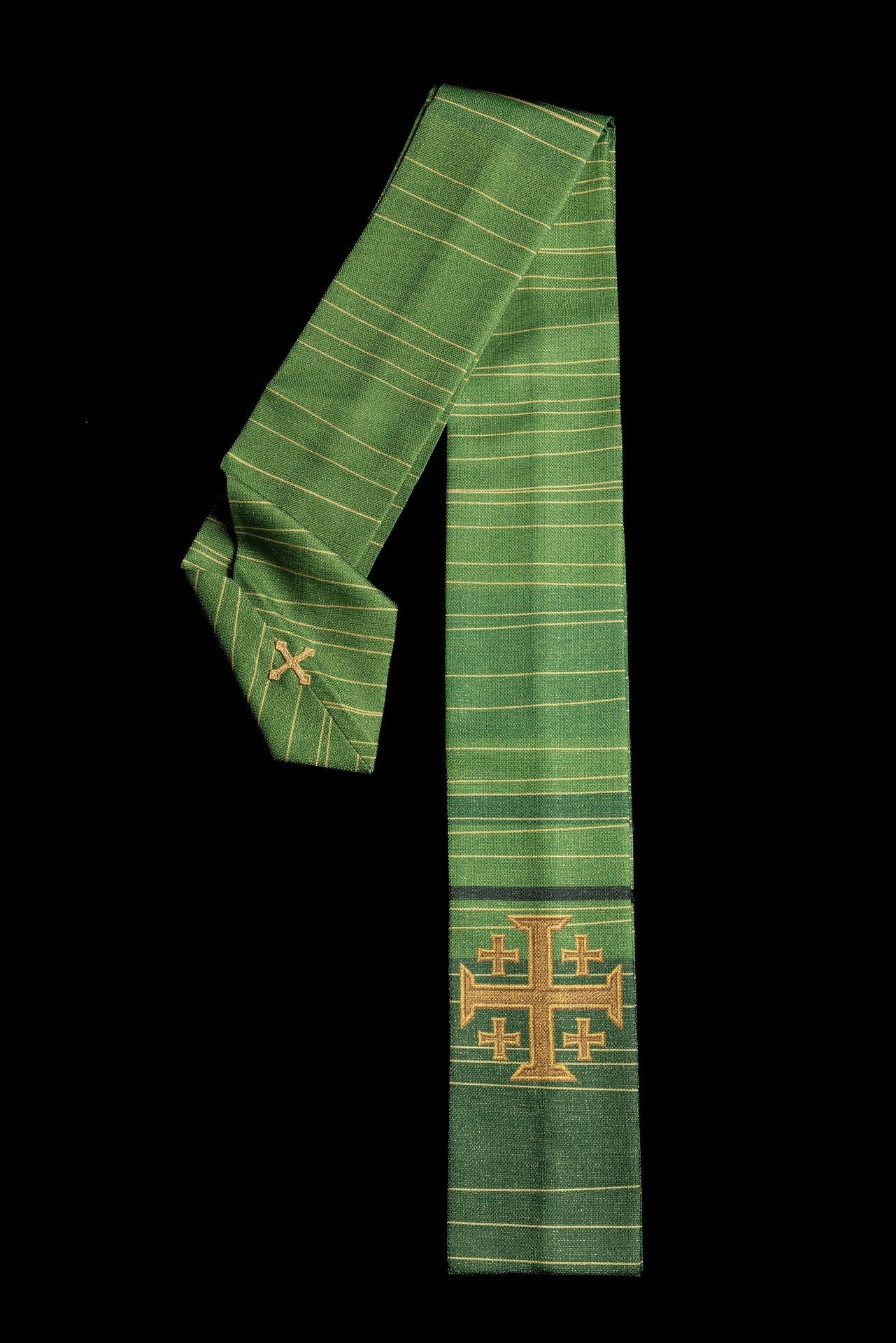 Casula estampada com Cruz de Jerusalém verde