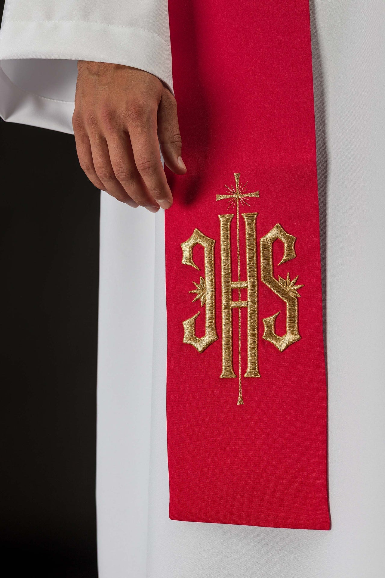 Estola bordada com imagem de São Floriano - chasubles.com.br