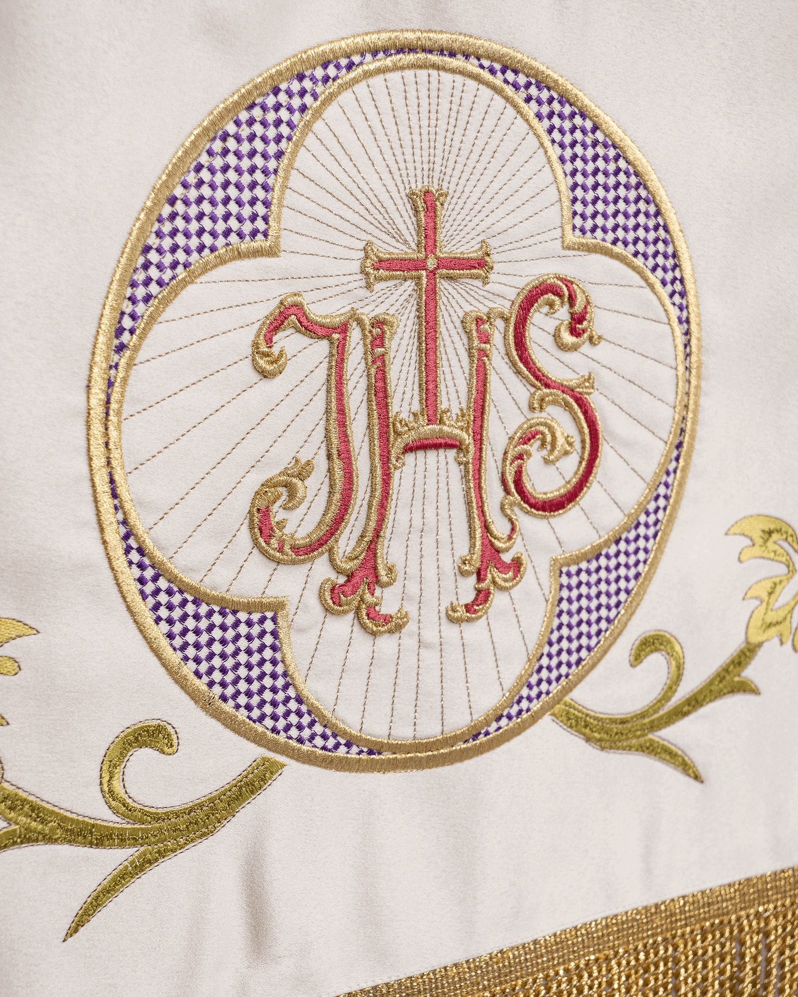 Pálio processional creme com Cordeiro de Deus 130 x 160 cm