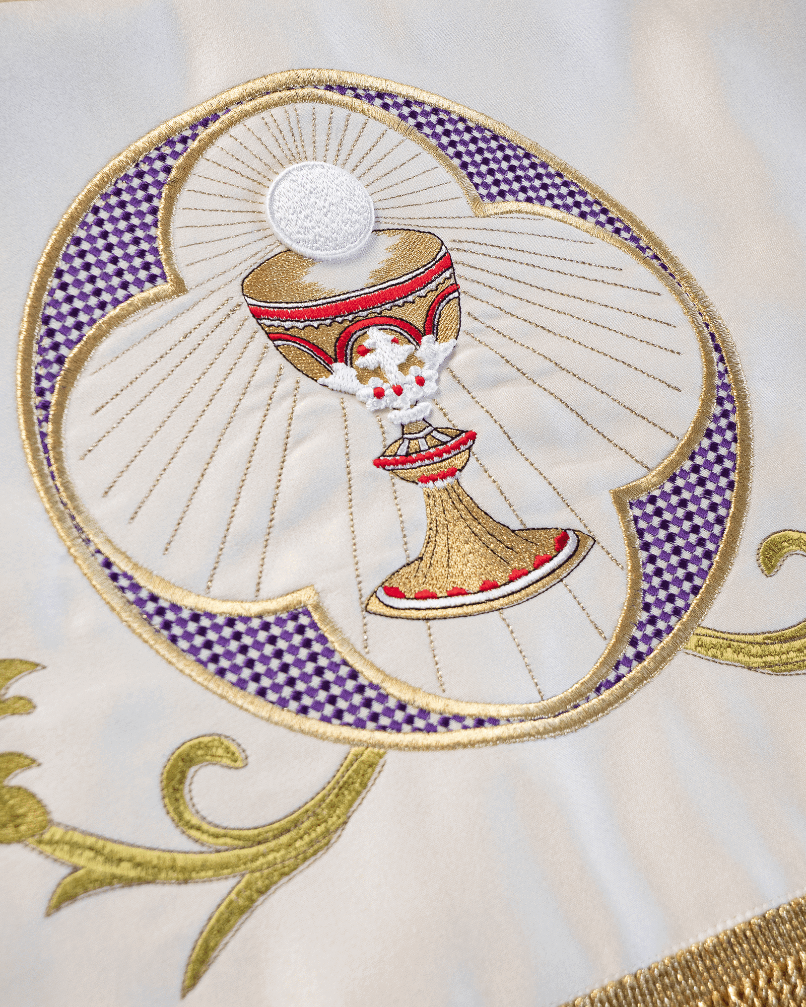 Pálio processional creme com Cordeiro de Deus 130 x 160 cm