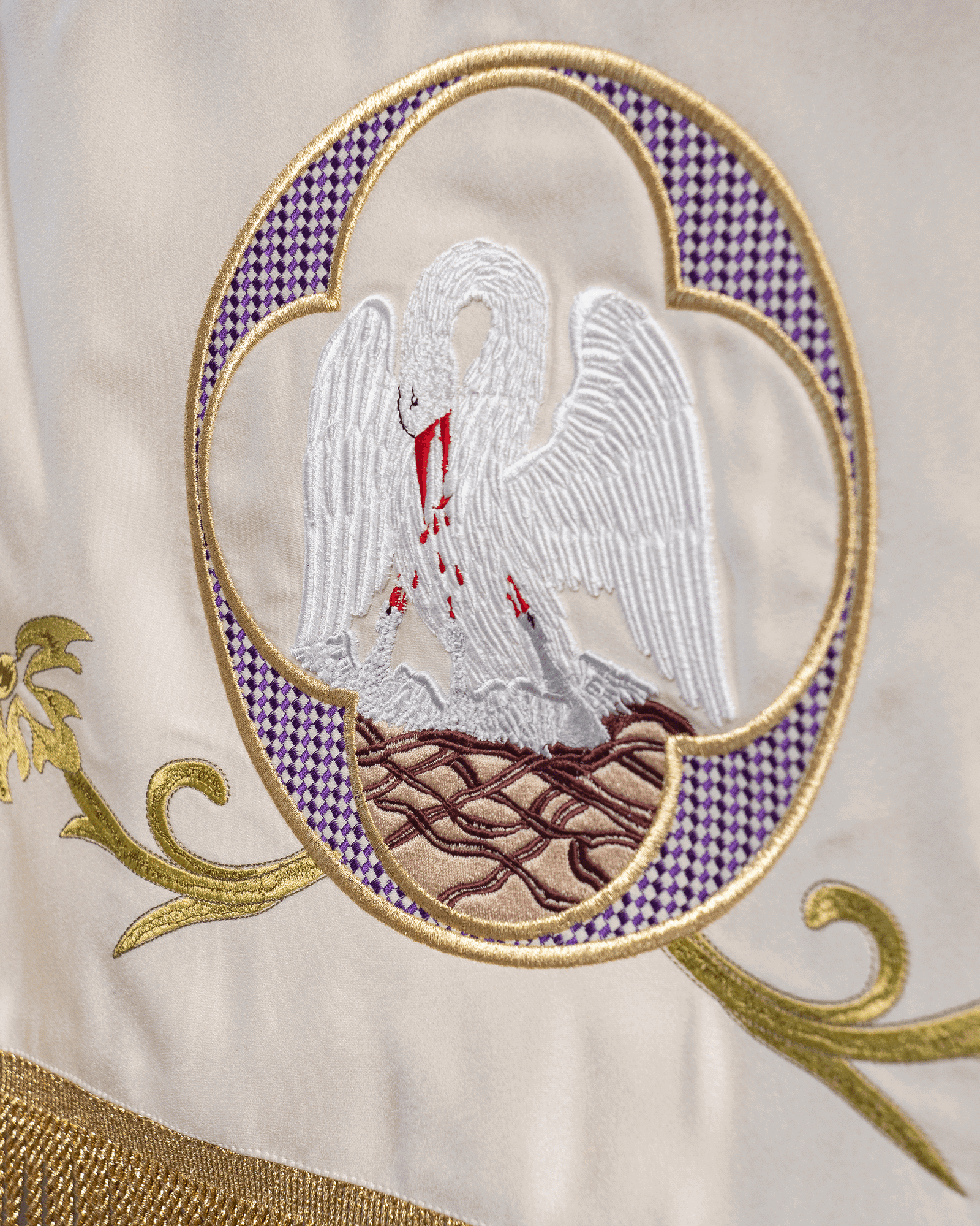 Pálio processional creme com Cordeiro de Deus 130 x 160 cm
