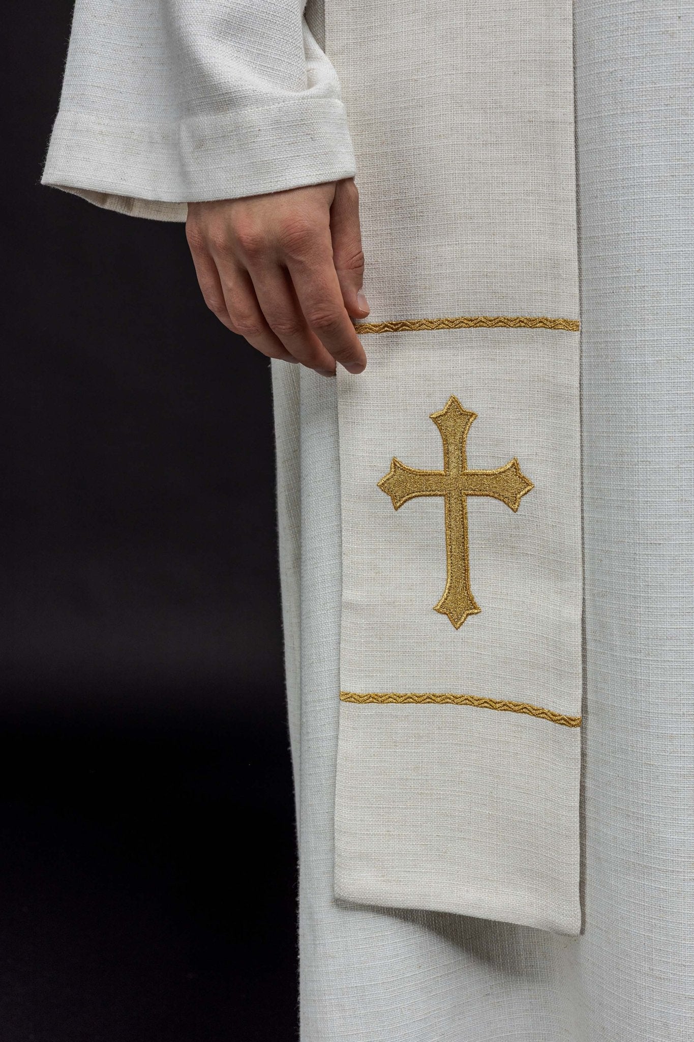 Estola bordada com imagem de Jesus Bom Pastor com o Cordeiro