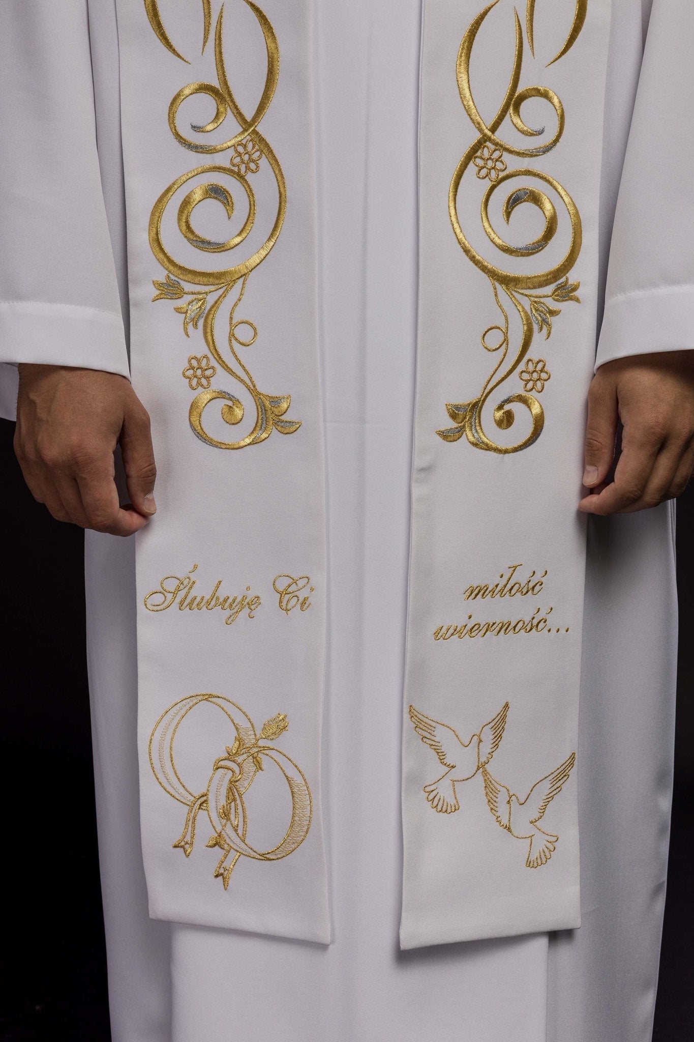 Estola longa bordada para casamento, branca