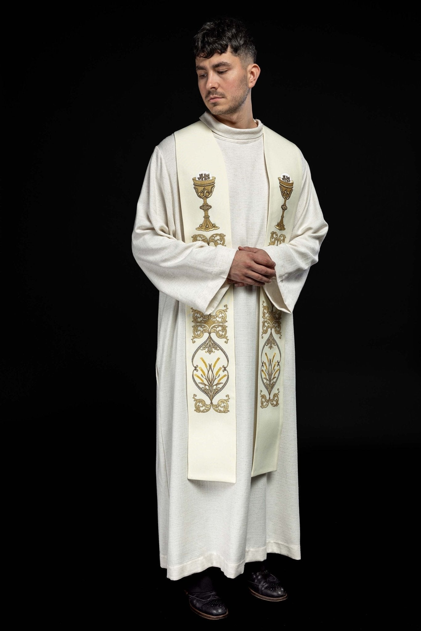 Estola sacerdotal cálice IHS creme