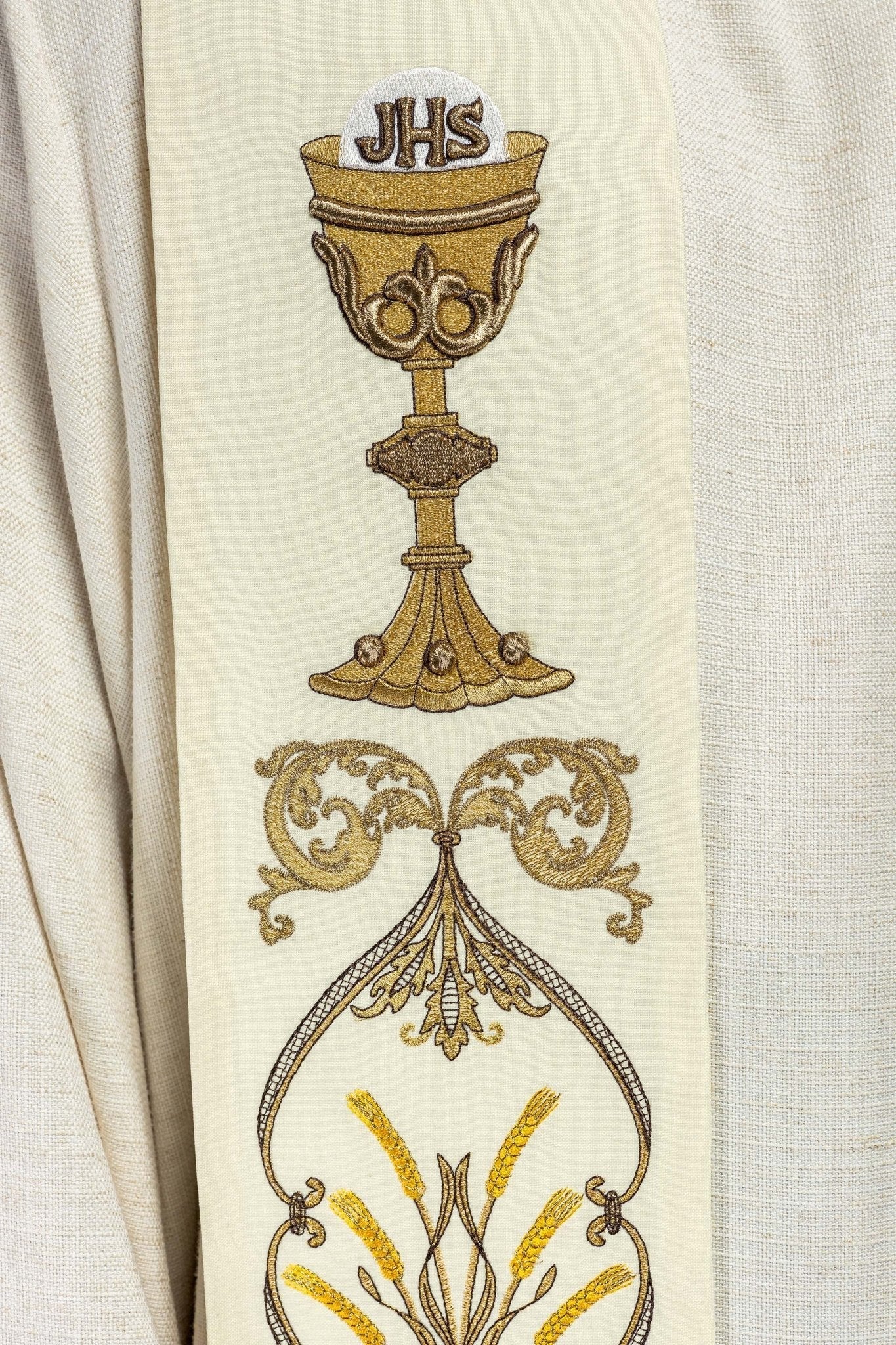 Estola sacerdotal cálice IHS creme