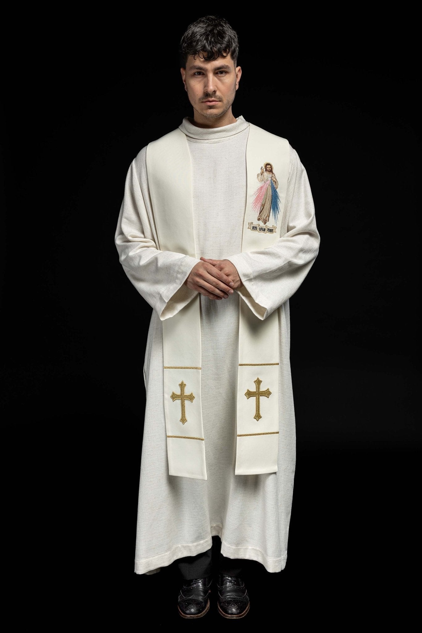 Estola sacerdotal Jesus Misericordioso Jesus, Eu Confio em Vós creme