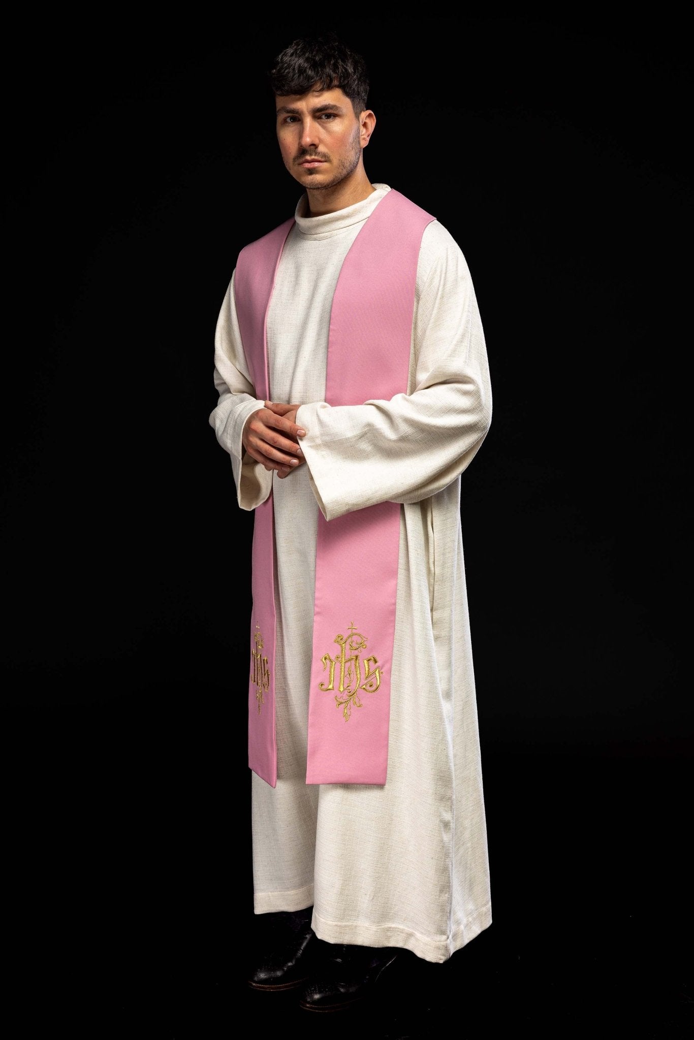 Estola sacerdotal rosa IHS