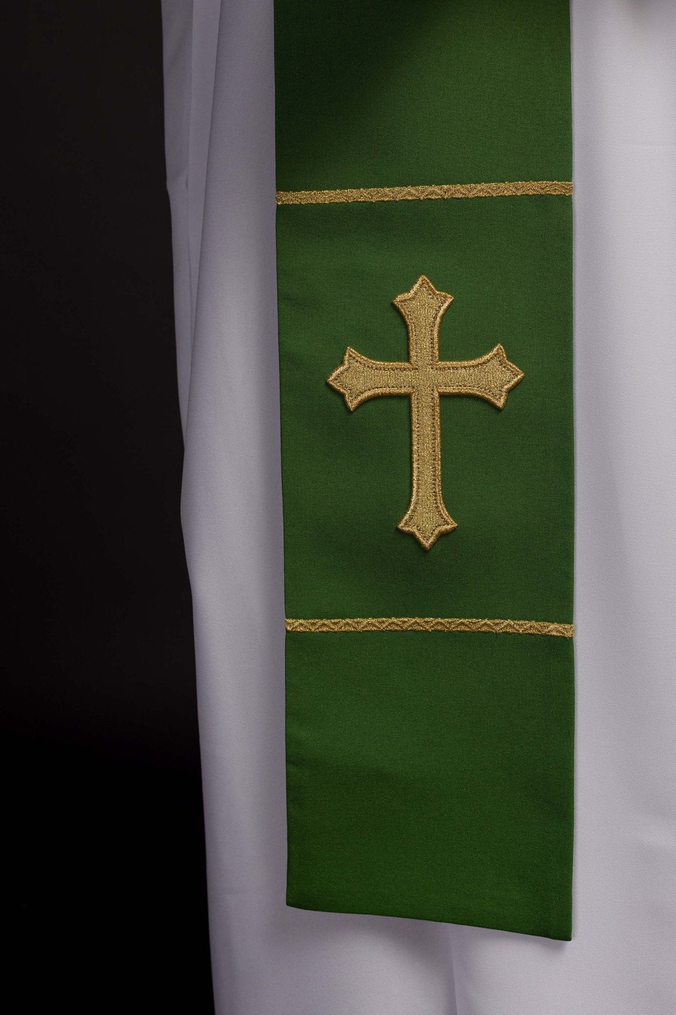 Estola sacerdotal verde bordada Cruz