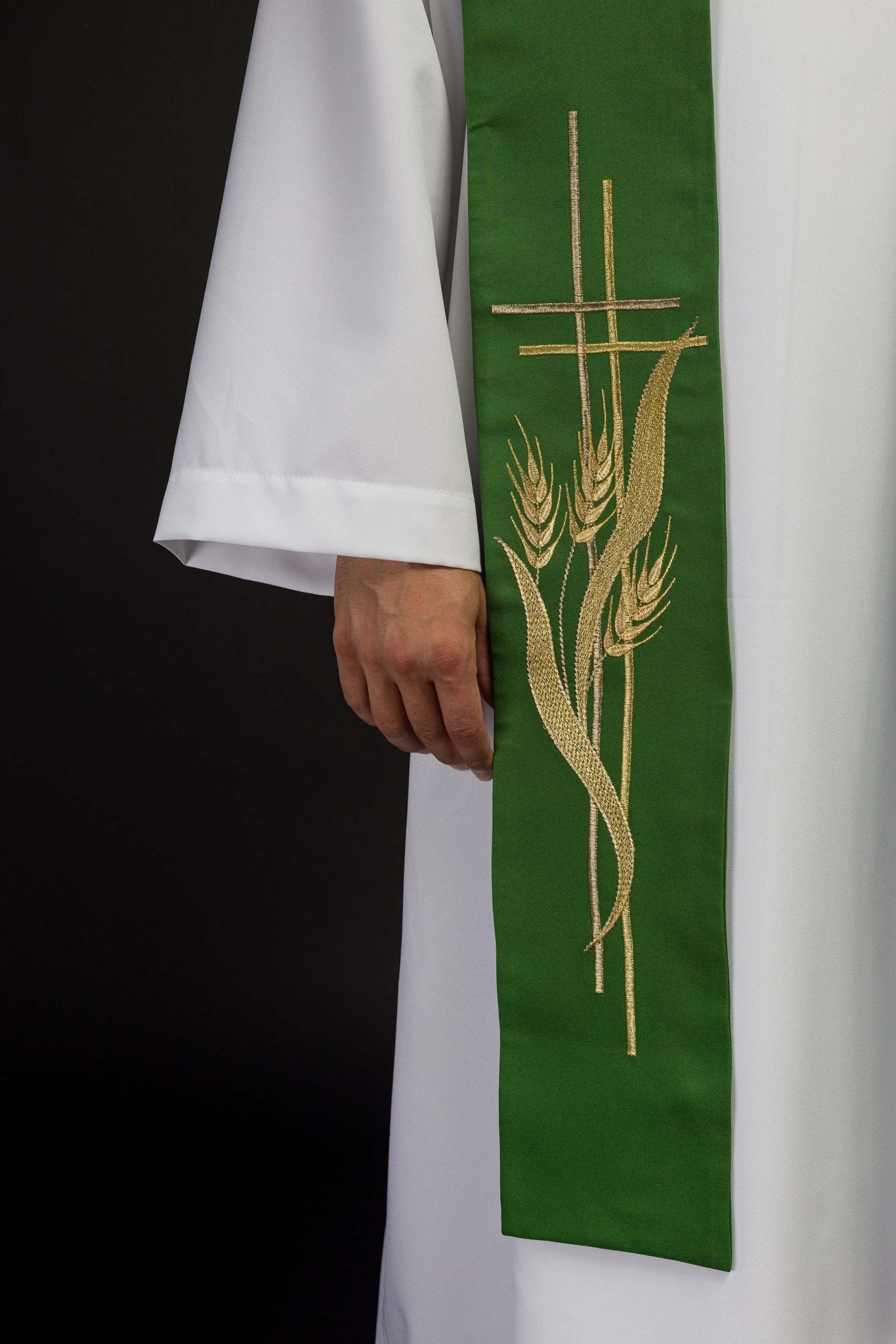 Estola sacerdotal verde bordada