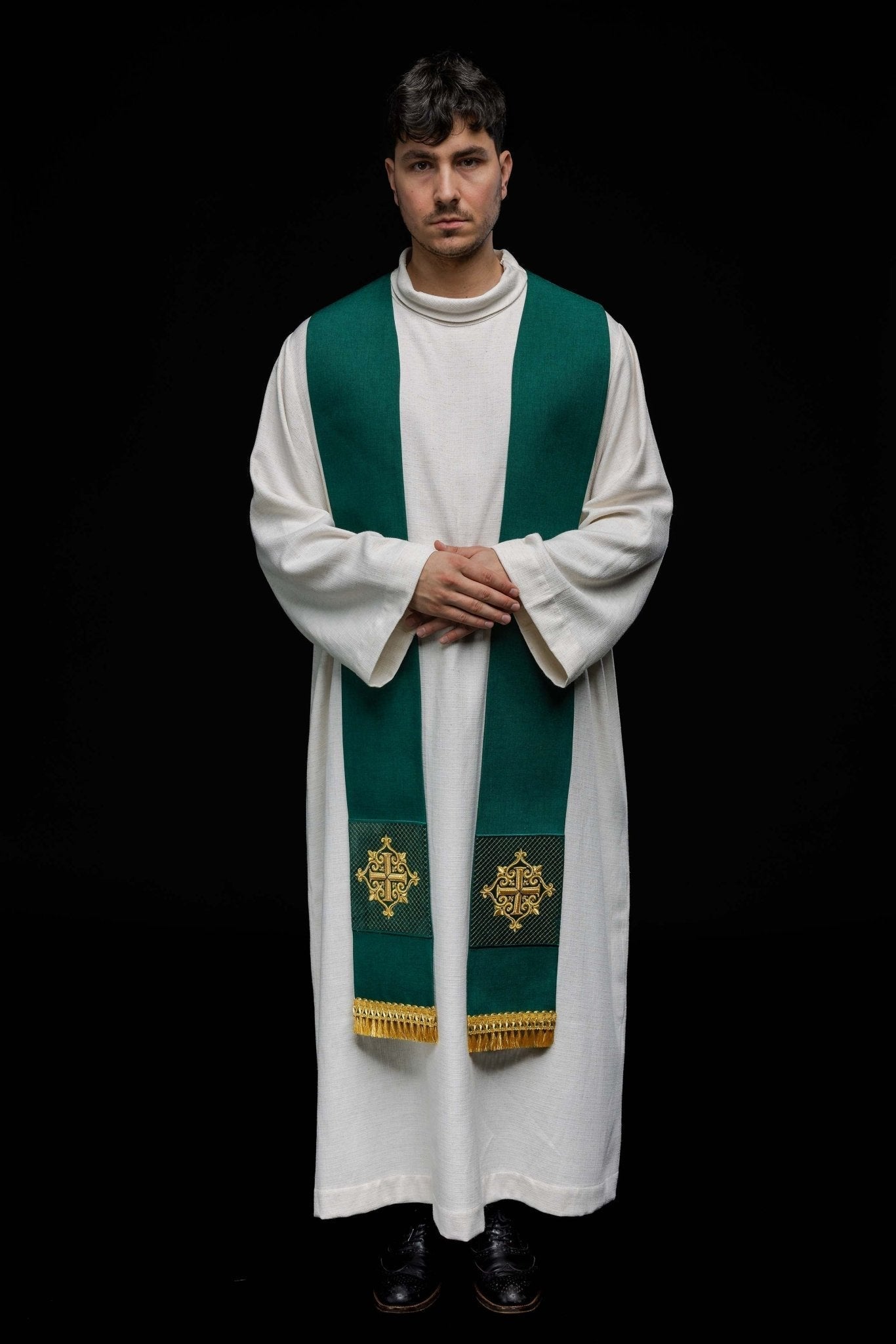 Estola verde em veludo