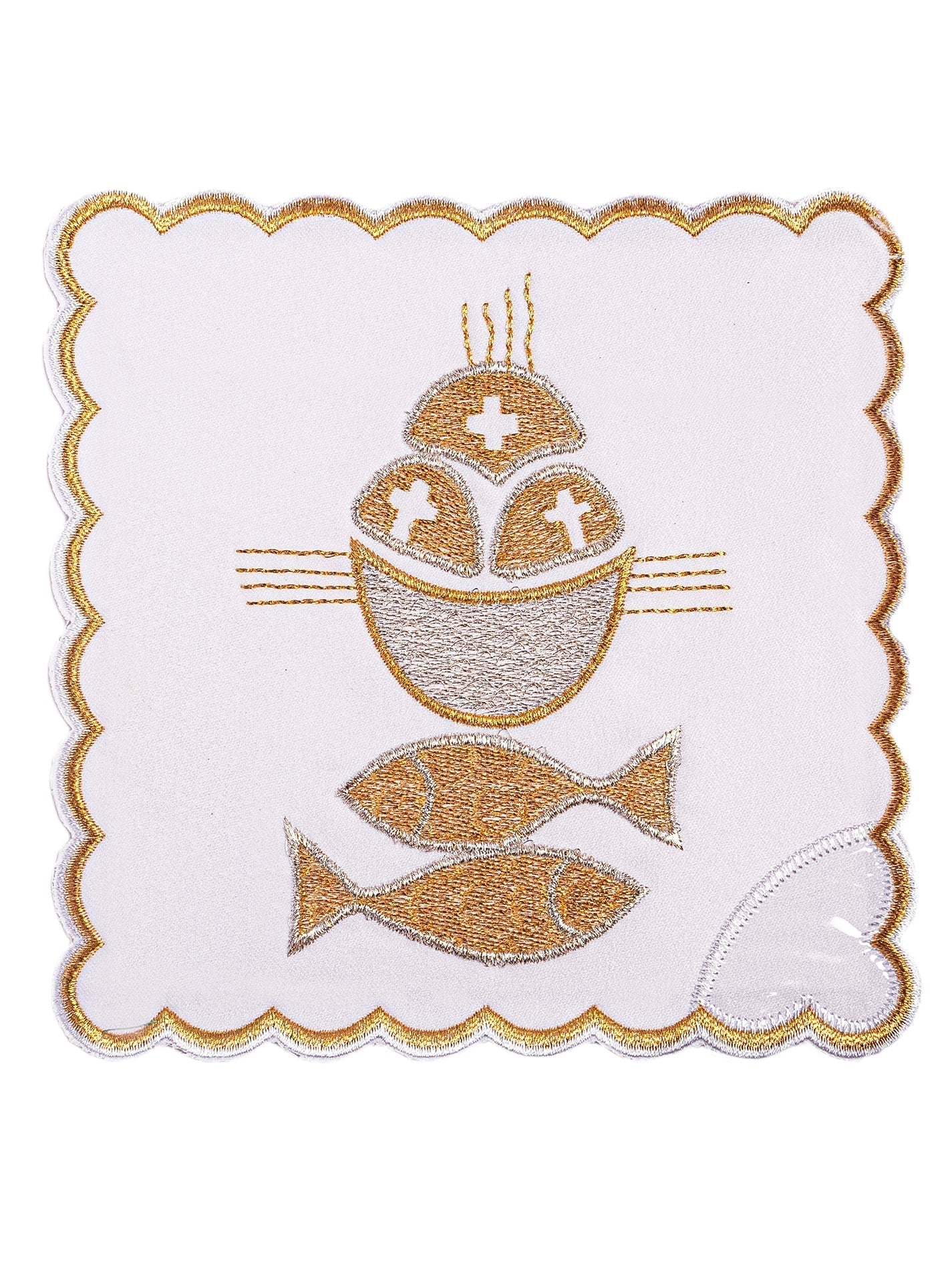 Conjunto de alfaias litúrgicas bordado Pão e Peixes