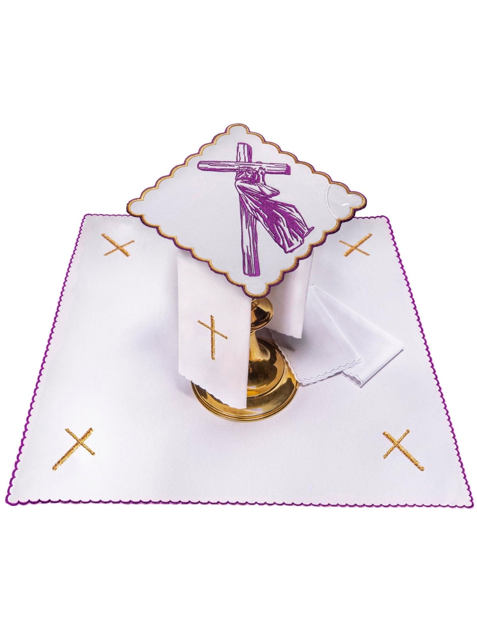 Conjunto de alfaias litúrgicas bordado Via Sacra
