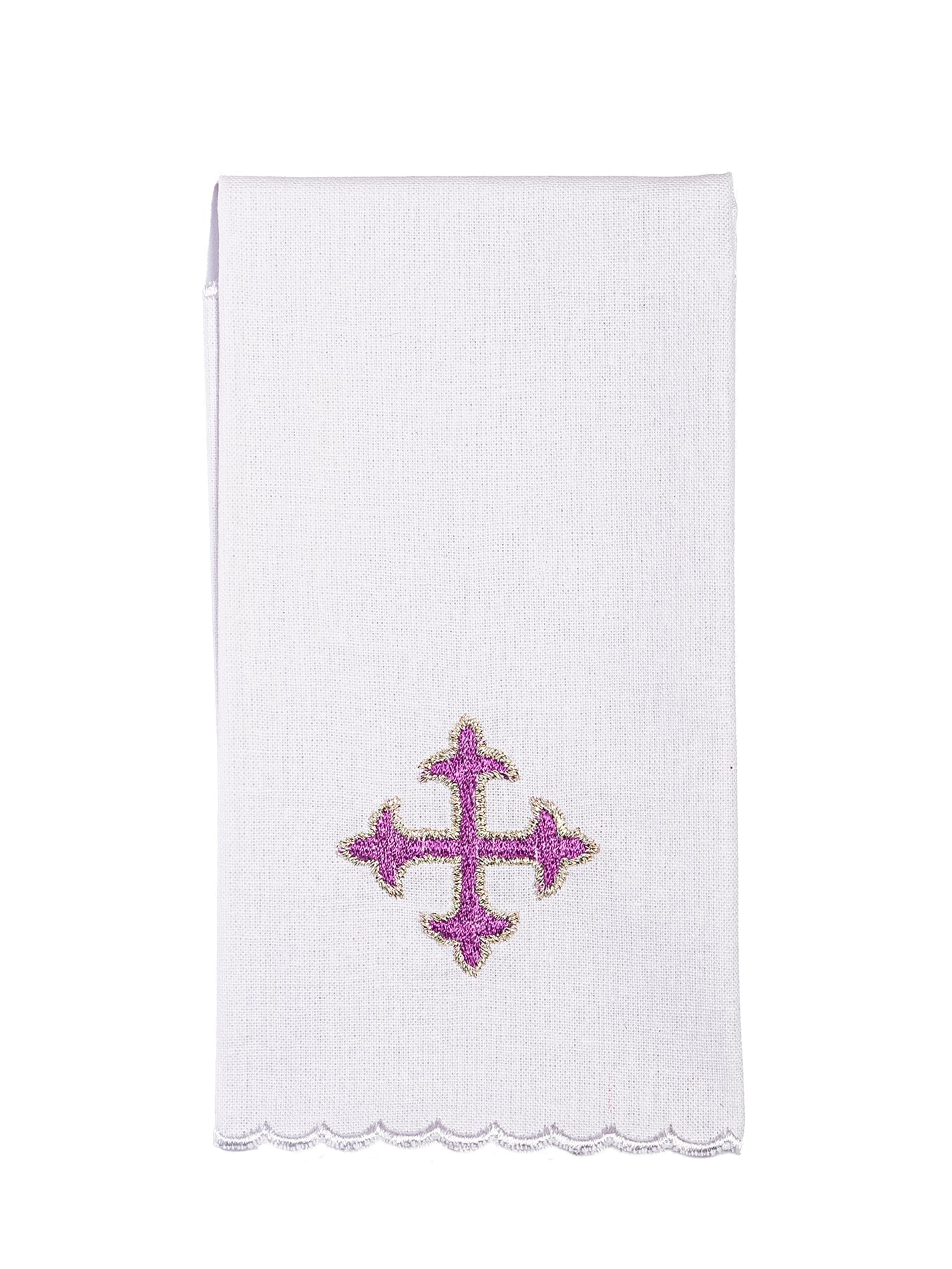Conjunto de alfaias litúrgicas com cruz roxa bordada