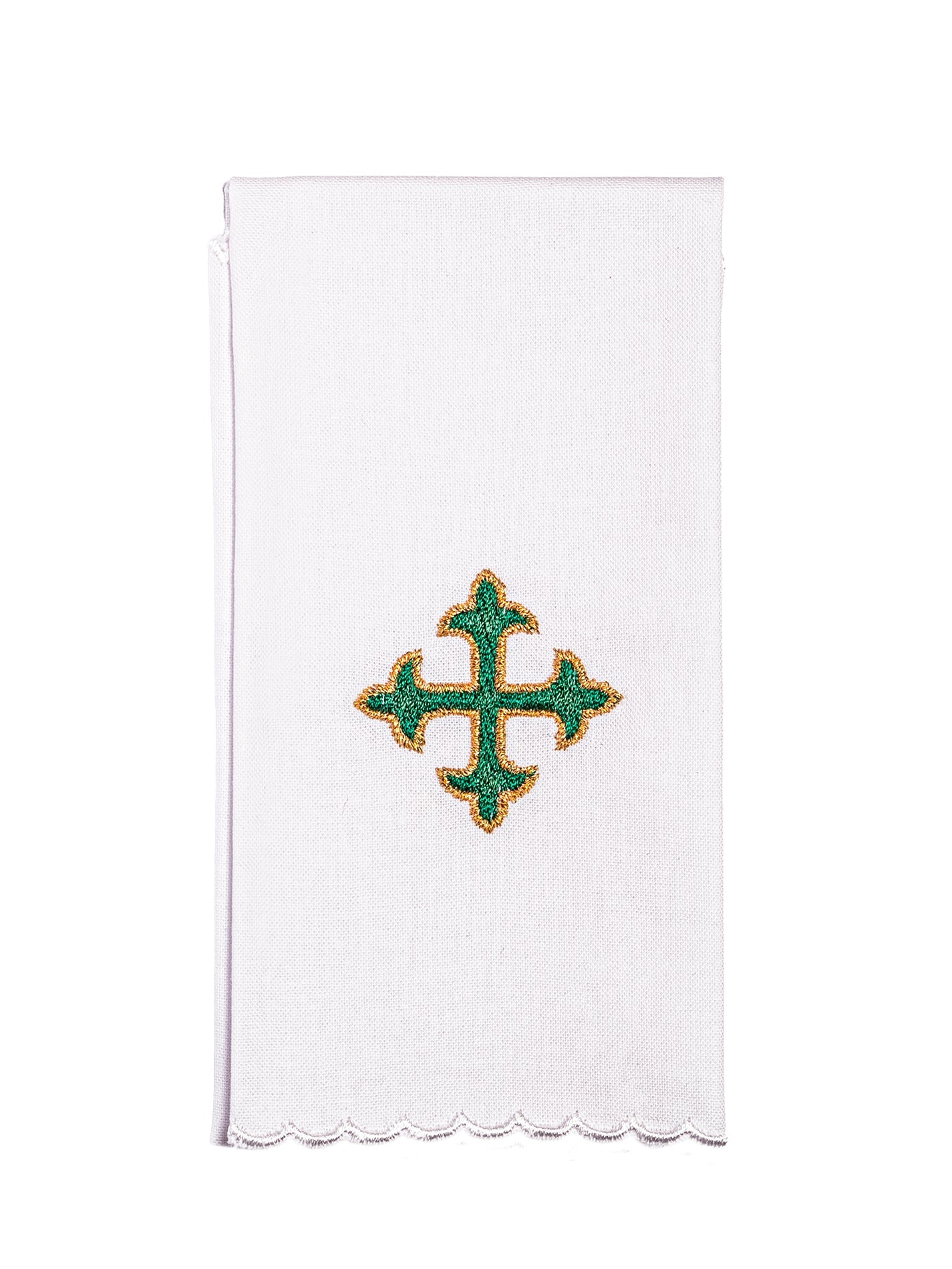 Conjunto de alfaias litúrgicas bordado cruz verde
