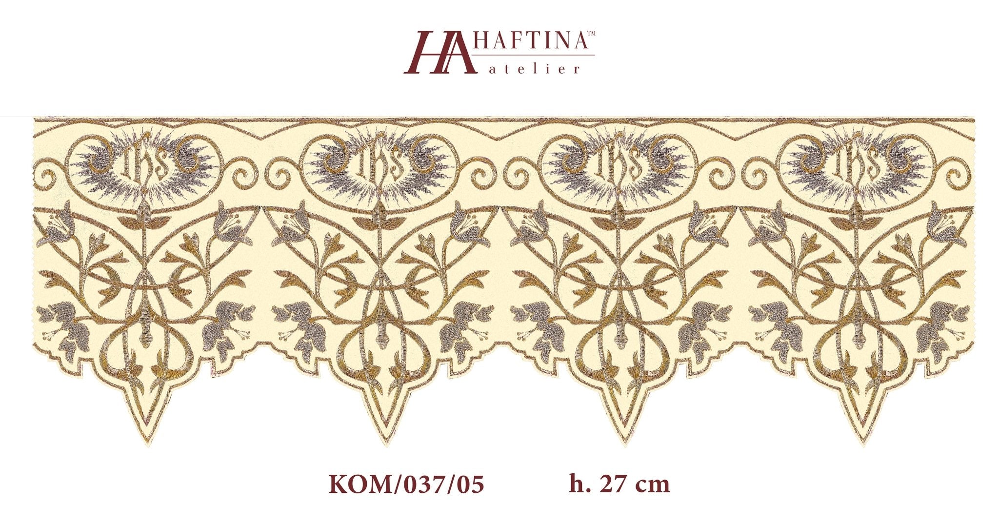 Renda com monograma IHS na cor creme