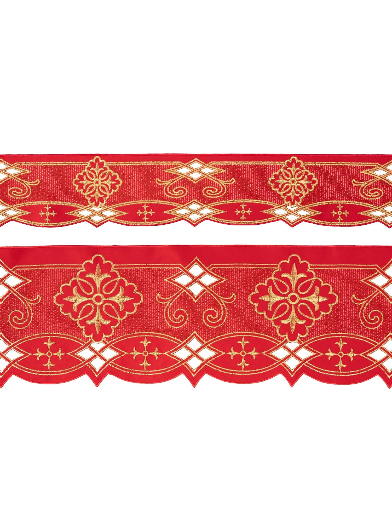 Tecido a metro com bordado frontal Roseta Vermelho