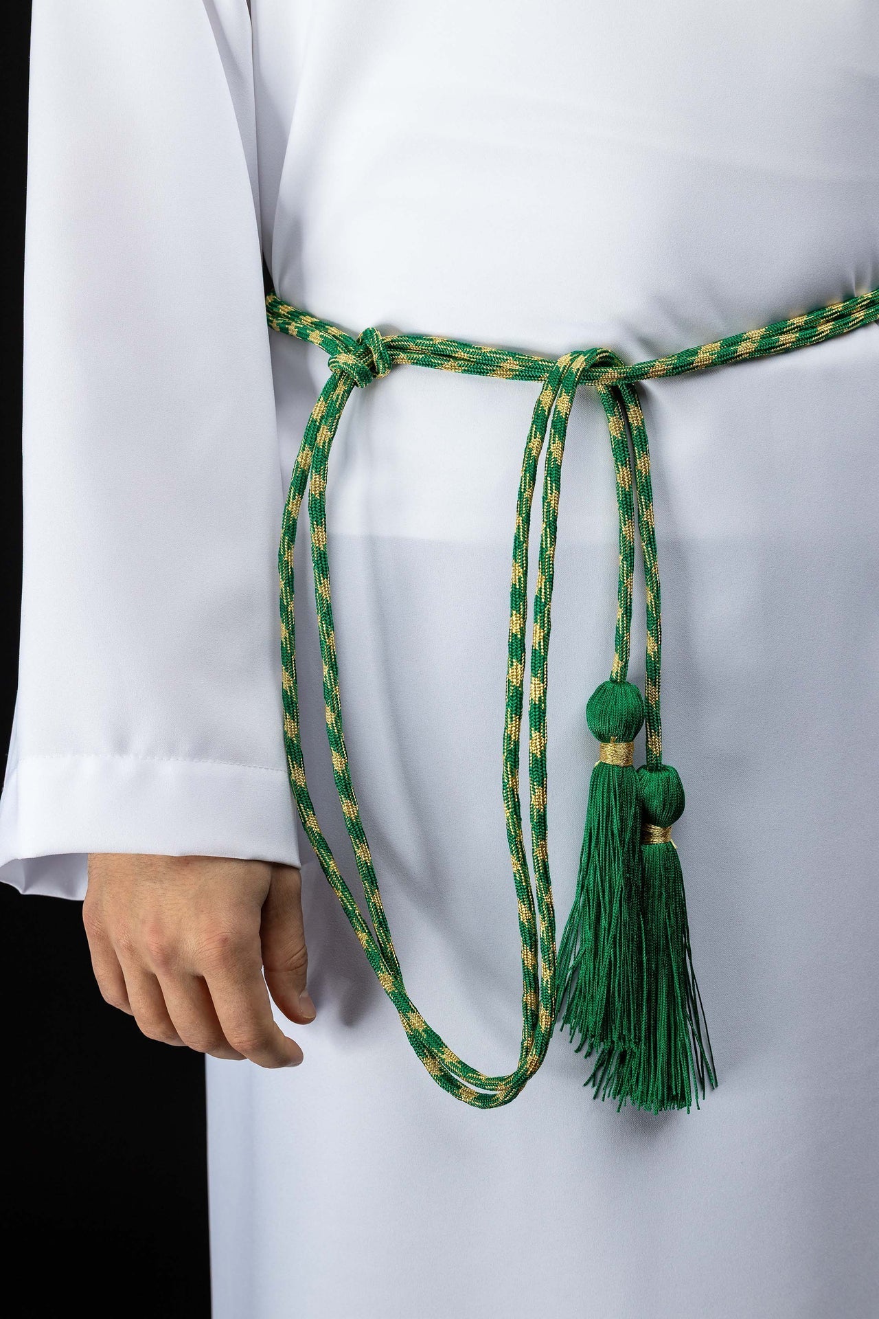 Cíngulo litúrgico verde e dourado