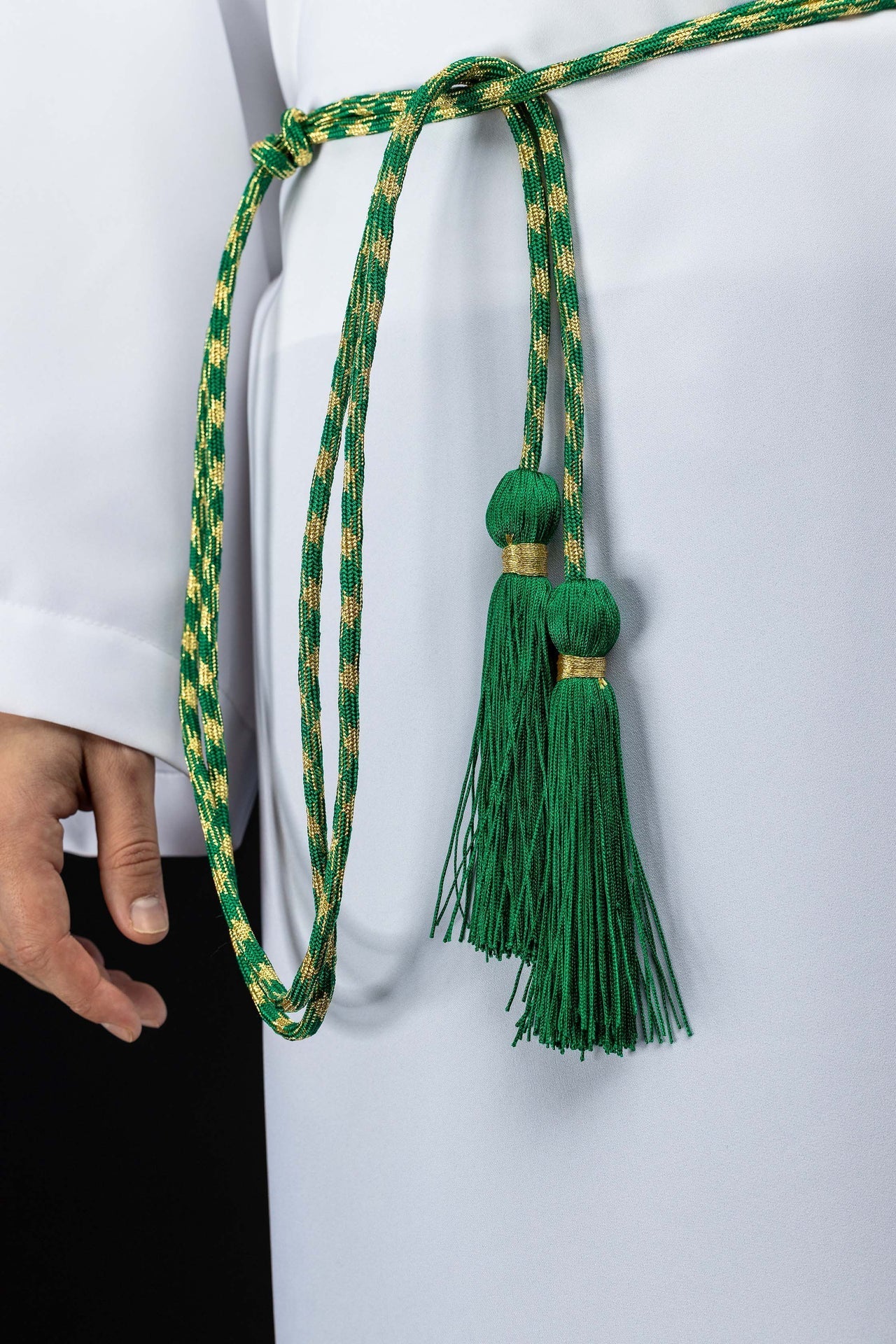 Cíngulo litúrgico verde e dourado