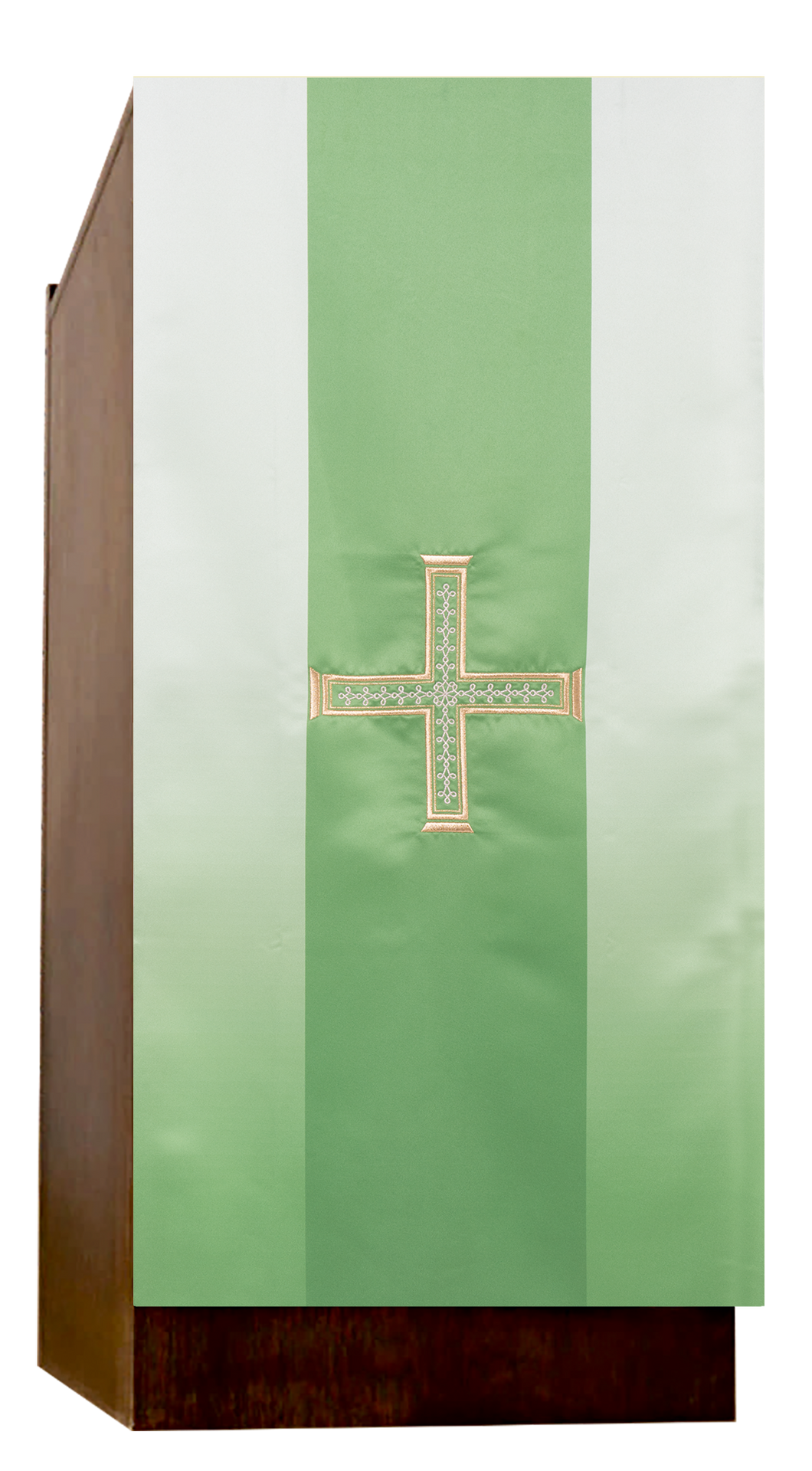 Toalha verde para ambão com cruz bordada