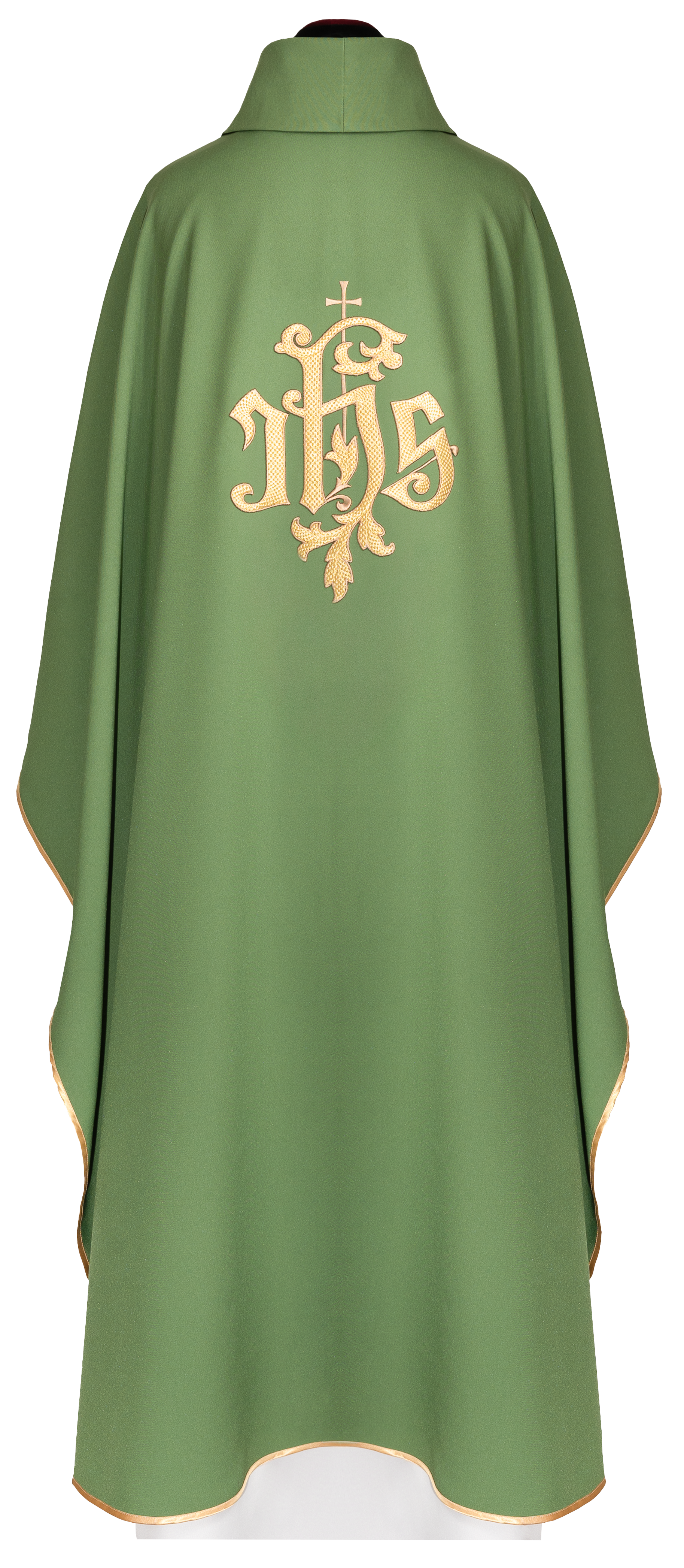 Casula verde com bordado dourado IHS