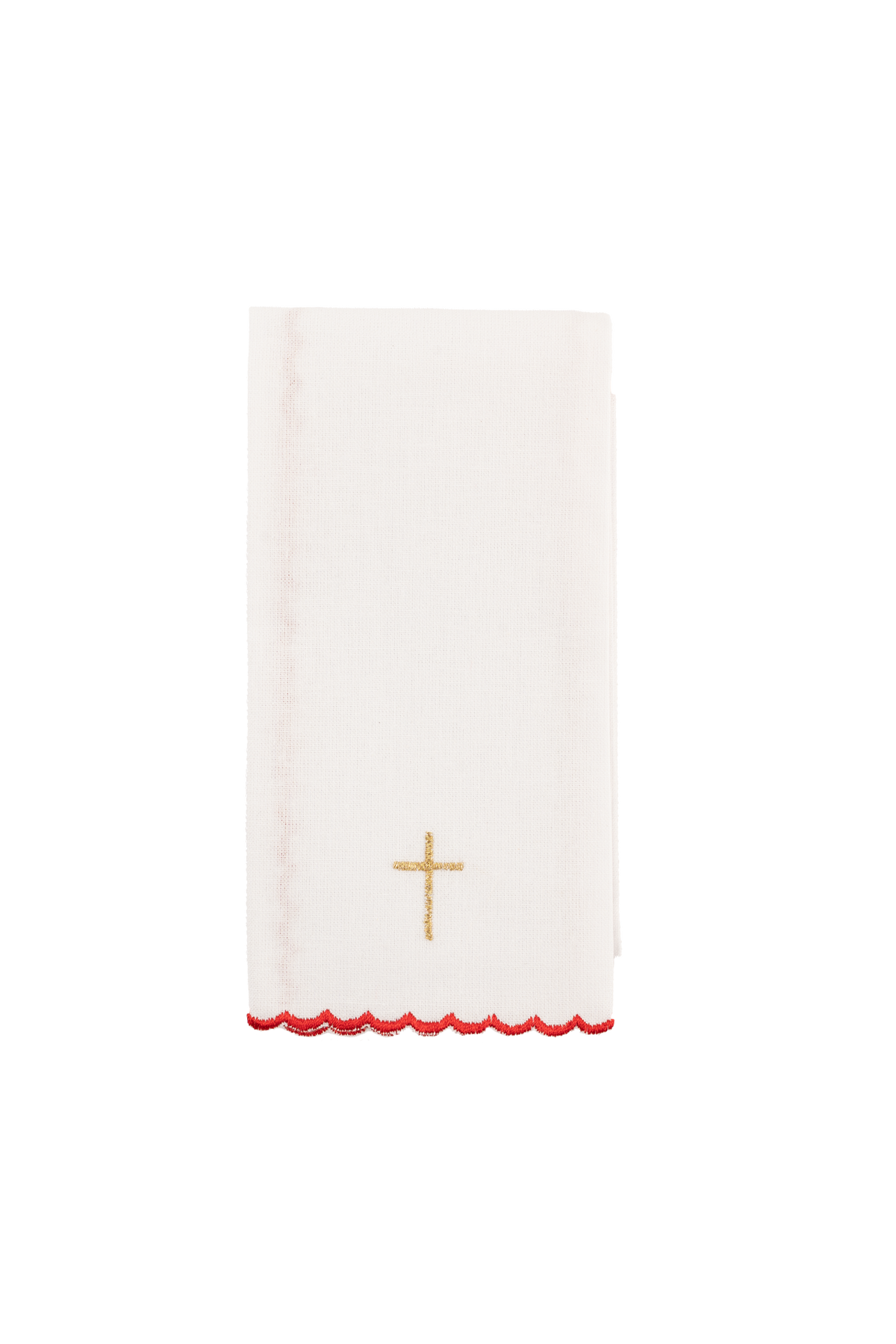 Conjunto de alfaias litúrgicas vermelho com bordado do Espírito Santo