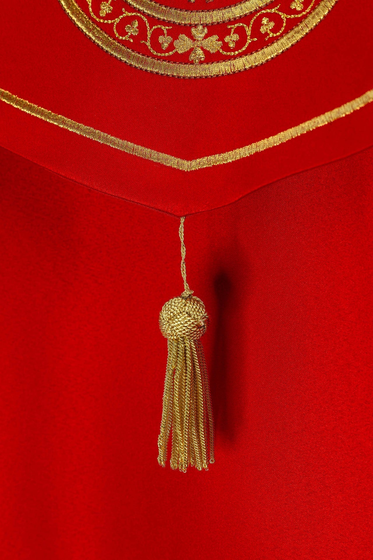 Capa de asperges litúrgica bordada Cálice vermelha - chasubles.com.br