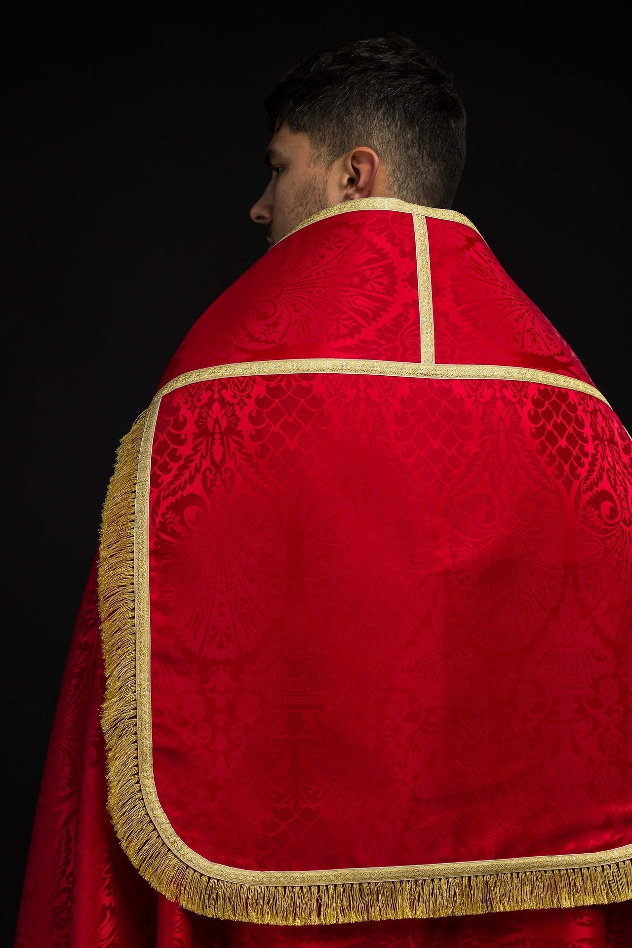 Capa de asperges romana de jacquard lisa vermelha