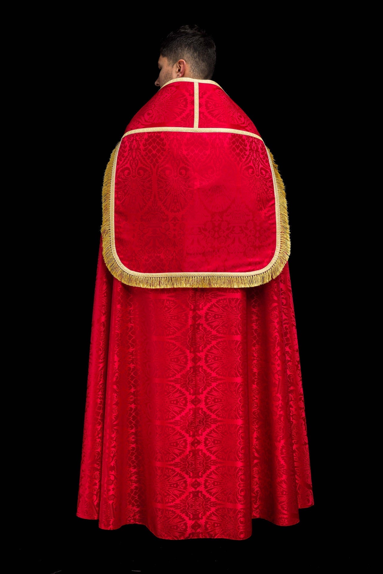 Capa de asperges romana de jacquard lisa vermelha