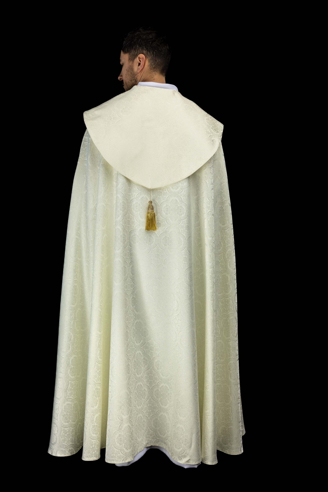 Capa de asperges litúrgica jacquard creme