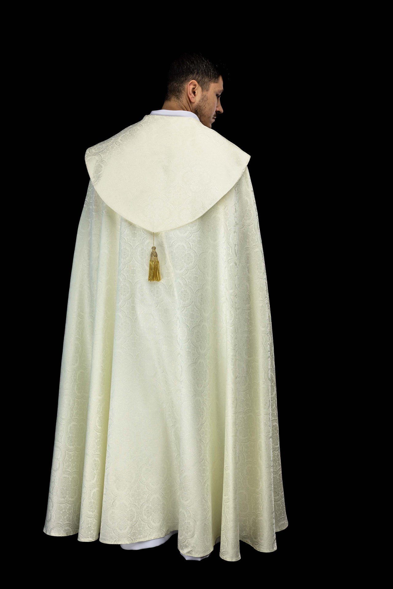 Capa de asperges litúrgica jacquard creme