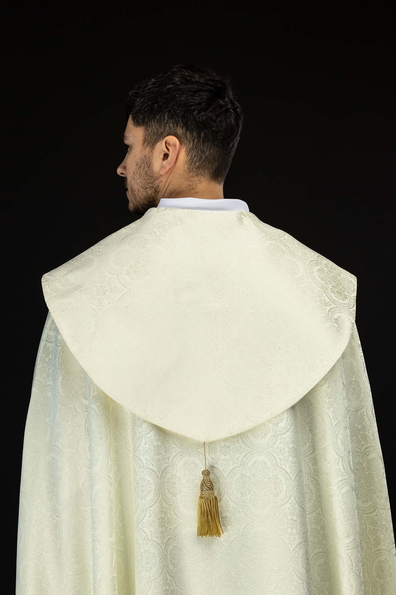 Capa de asperges litúrgica jacquard creme