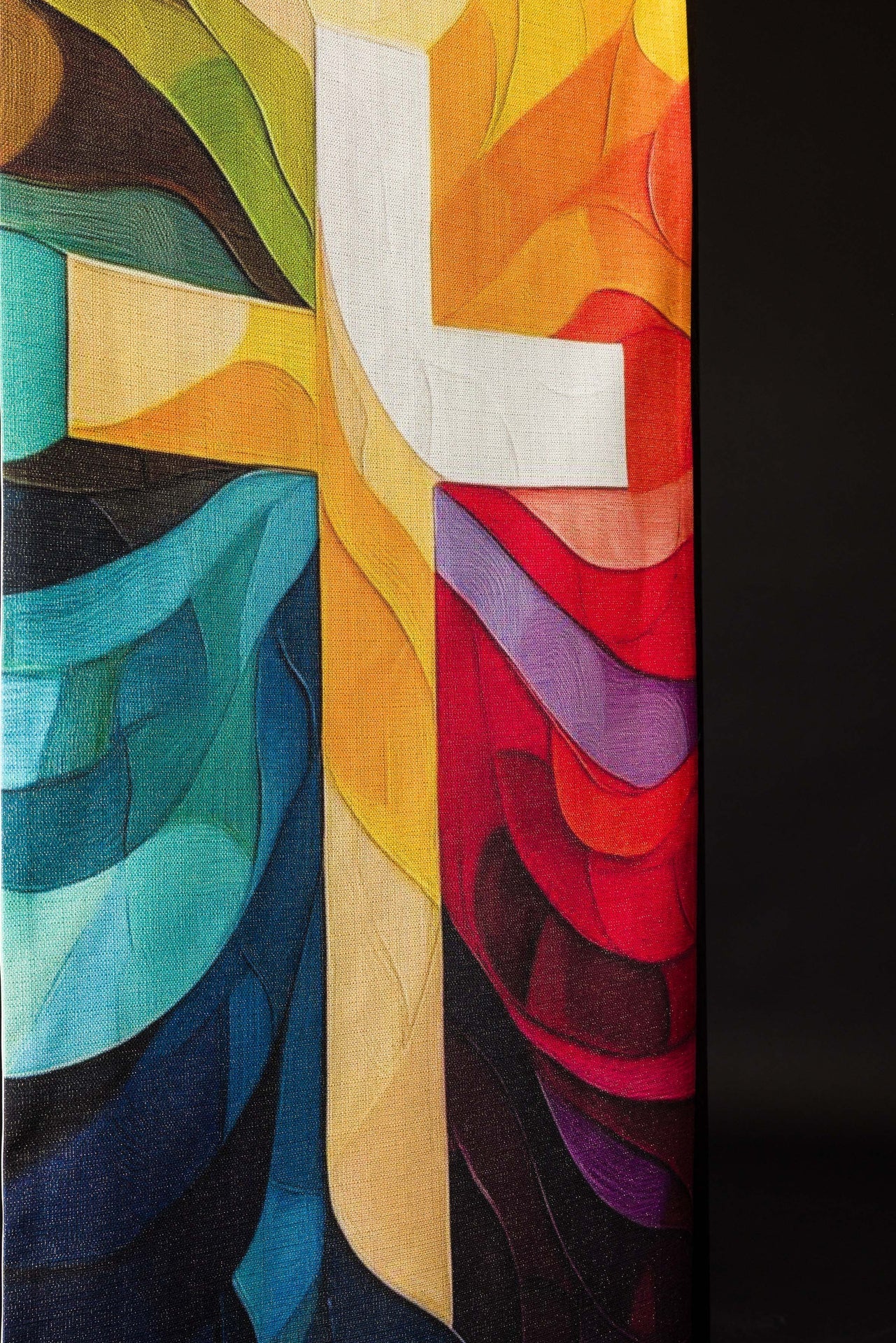 Pano de ambão estampado multicolorido com motivo de cruz