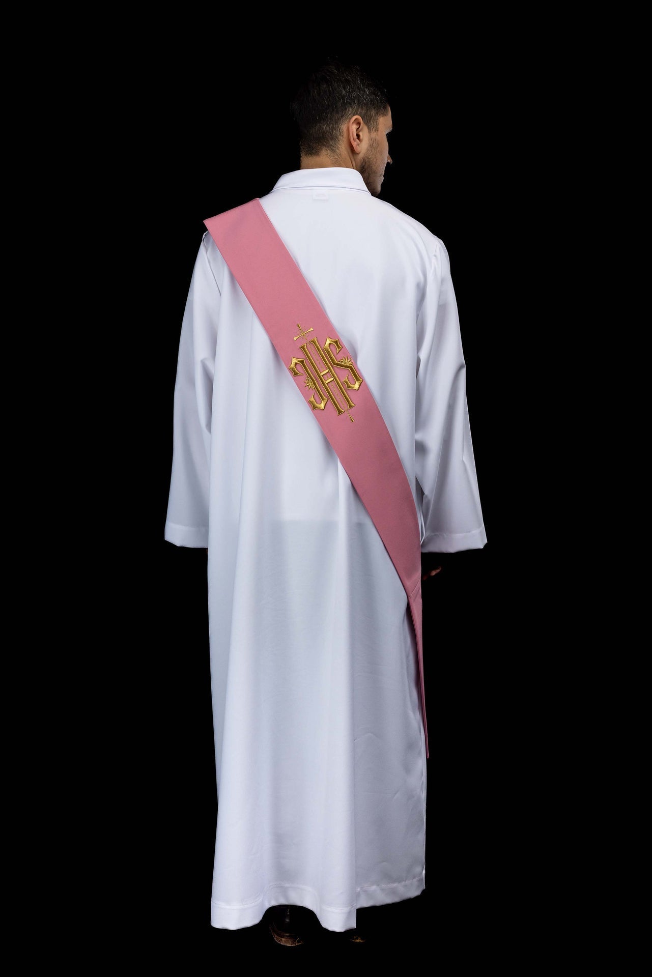 Estola diaconal bordada IHS com Cruz - chasubles.com.br