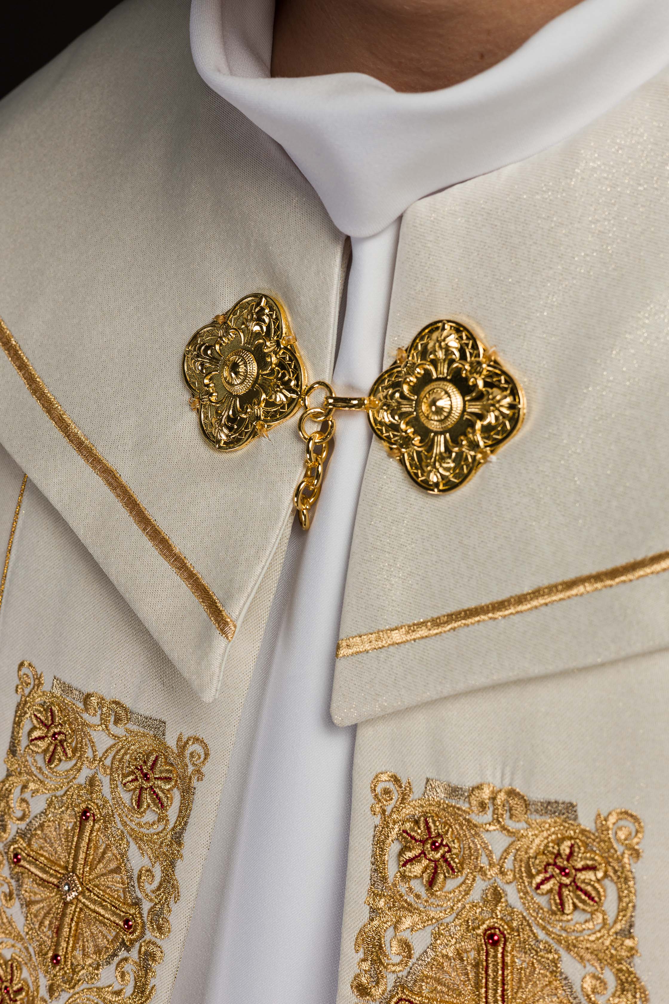Capa de asperges litúrgica com galão ricamente bordado, 150 cm