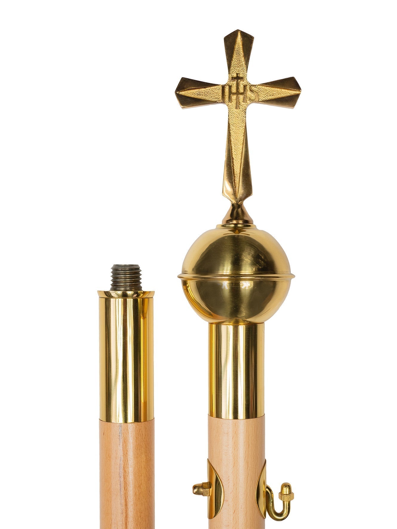 Conjunto de 4 varas claras para pálio processional 220 cm com cruzes