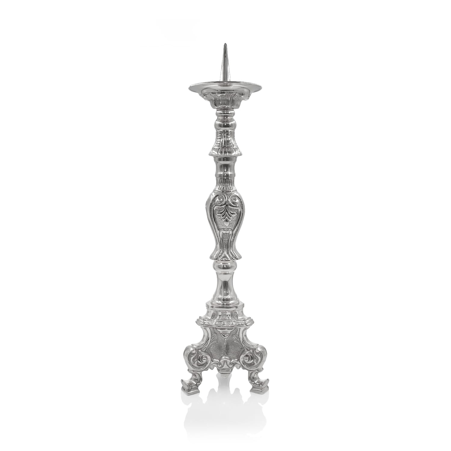 Castiçal de latão niquelado - 45 cm