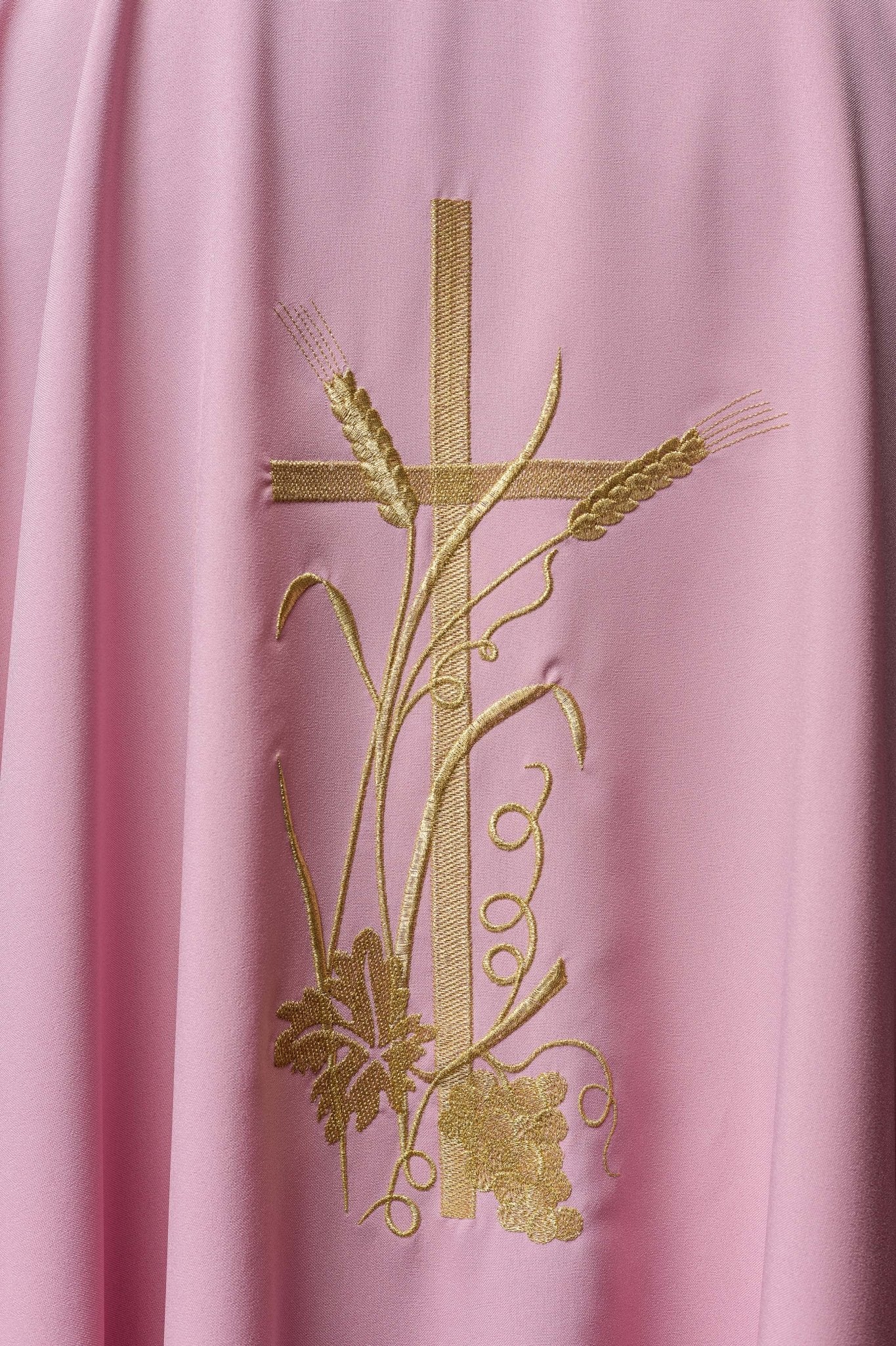 Casula rosa com bordado dourado PAX